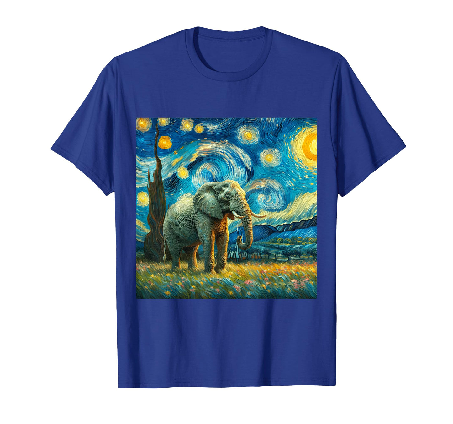 Starry Night Van Gogh Style Big Elephant African Cute Artist T-Shirt
