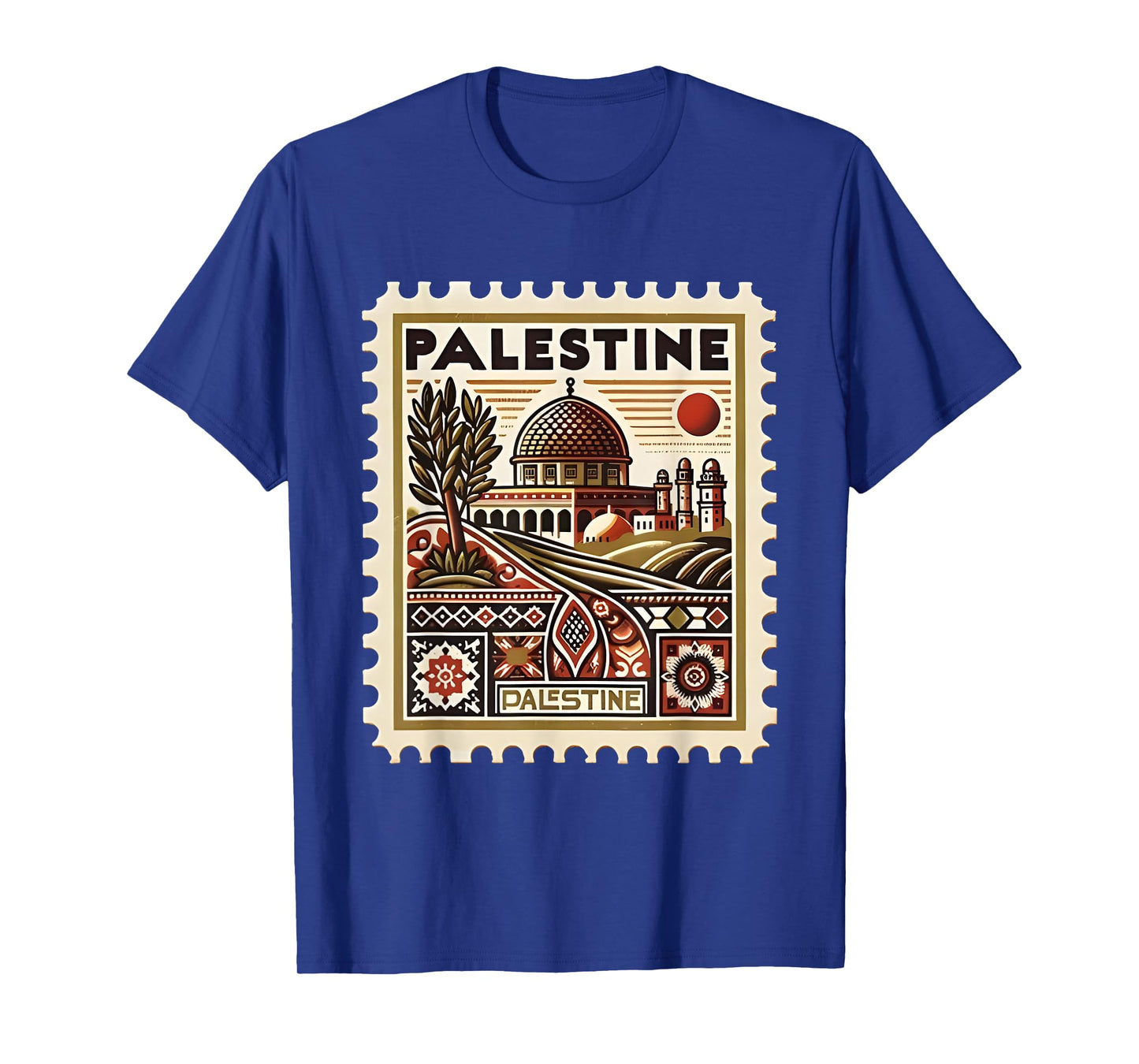 Vintage Palestine Stamp Dome Cultural Heritage Art T-Shirt