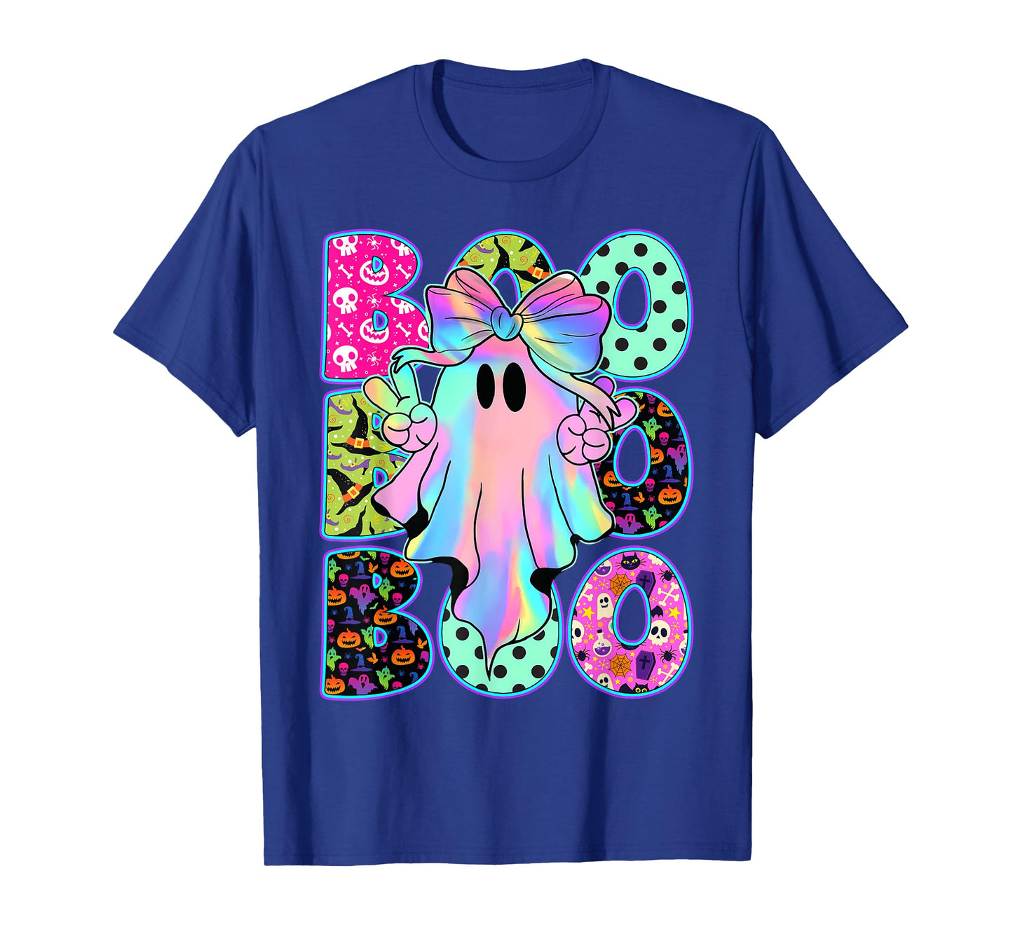 Funny Cute Boo Ghost Spooky Season Glow in Halloween Night T-Shirt