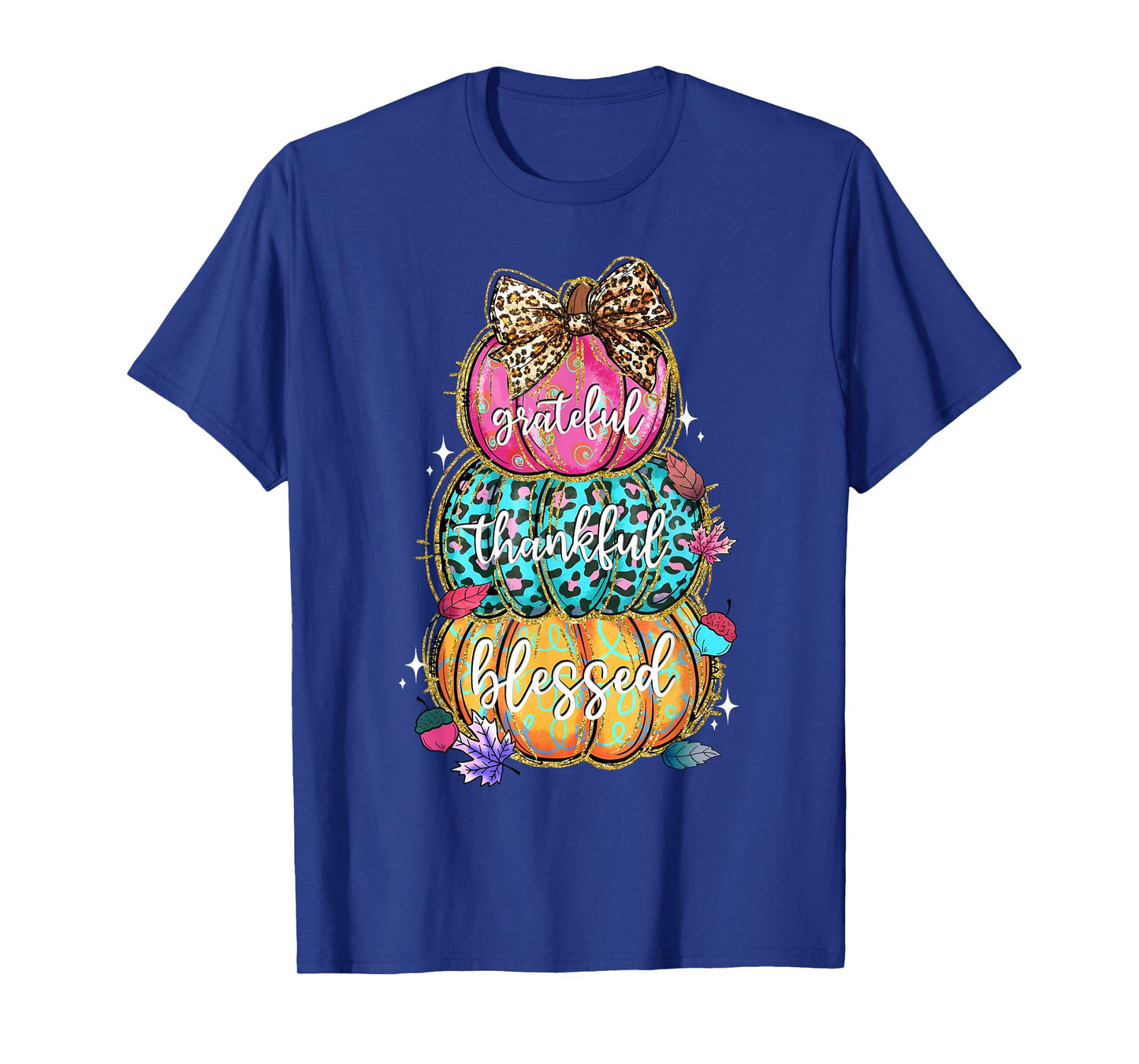 Grateful Thankful Blessed Pumpkin Thanksgiving Autumn Fall T-Shirt