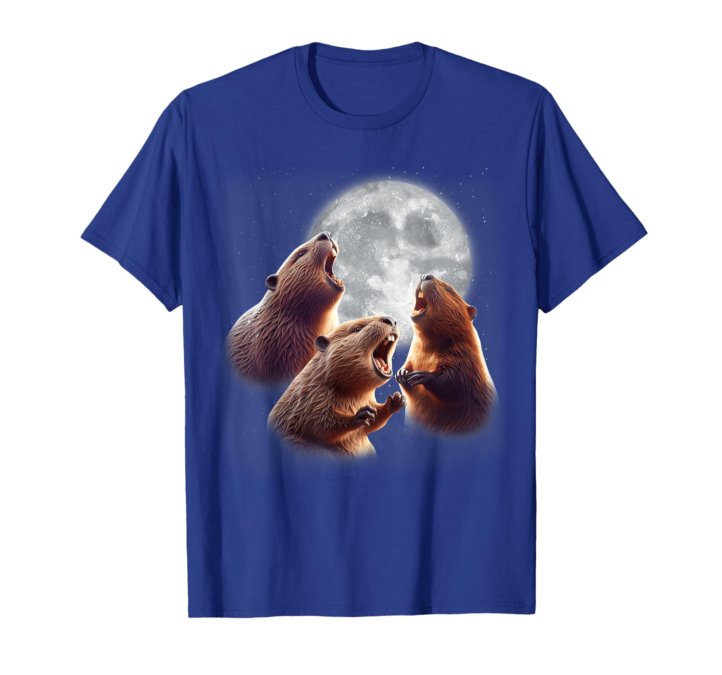 3 Beaver Howling At The Moon Funny Beaver Lover Rodent Kids T-Shirt