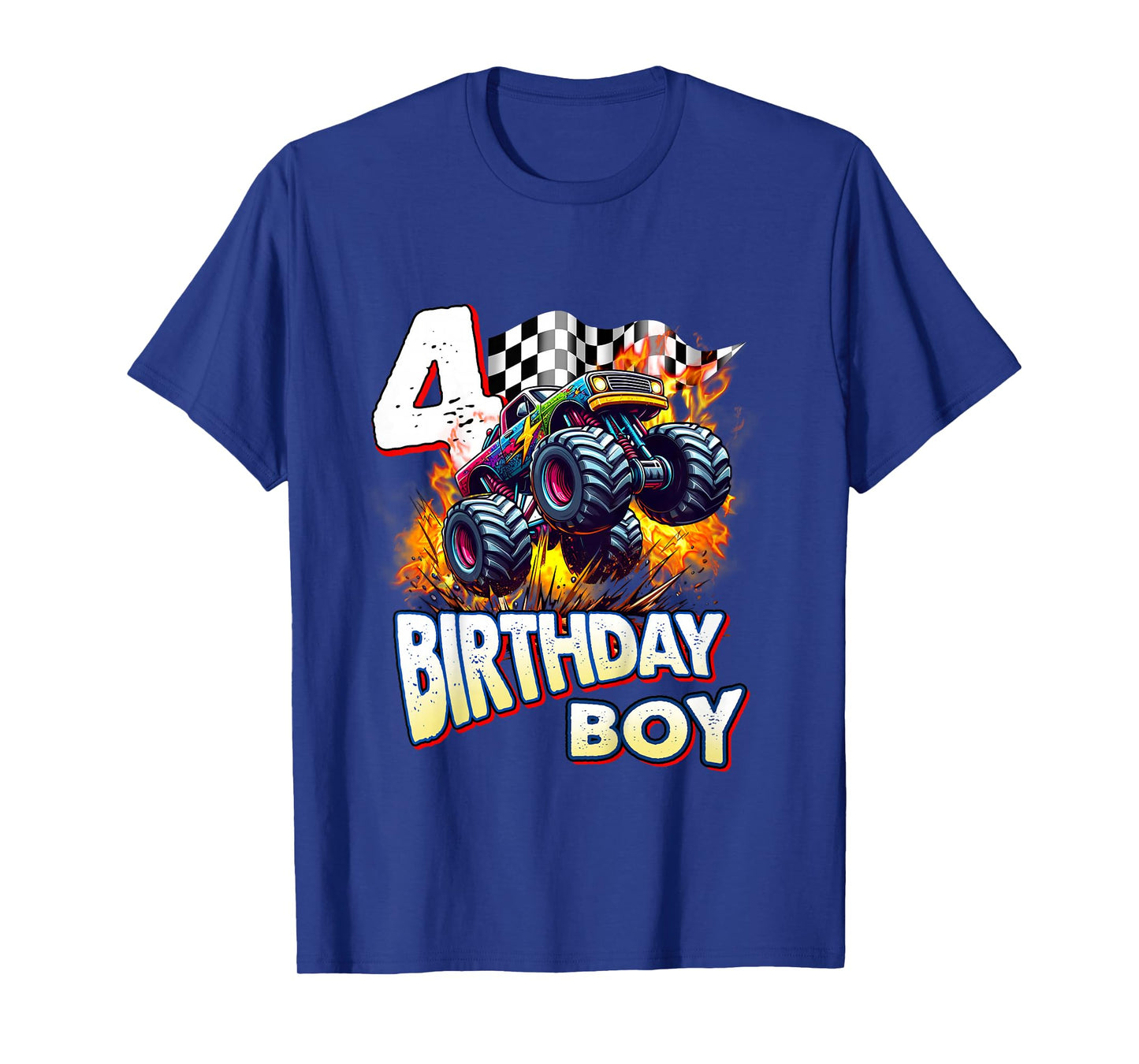 Kids Birthday Monster Truck 4 Year Old Boys 4th Party Born 2021 T-Shirt