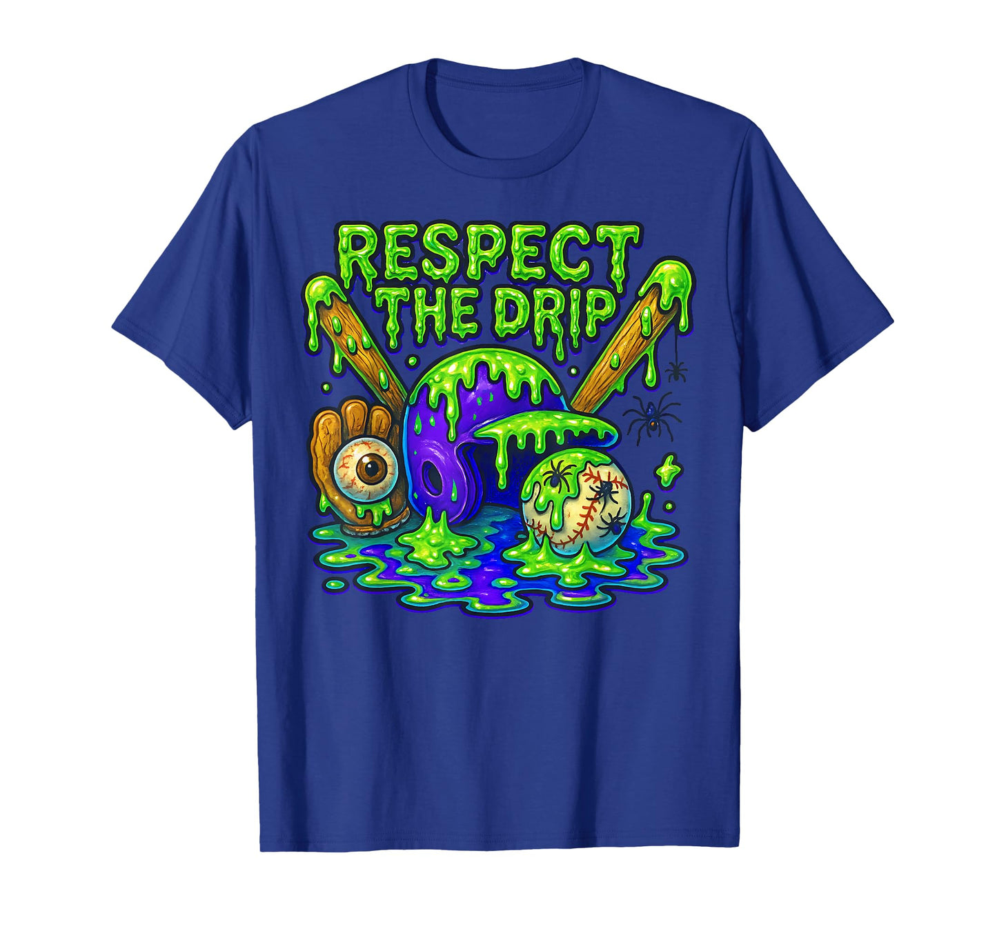 Halloween Baseball Drip Slime Spooky Vibes Respect The Drip T-Shirt