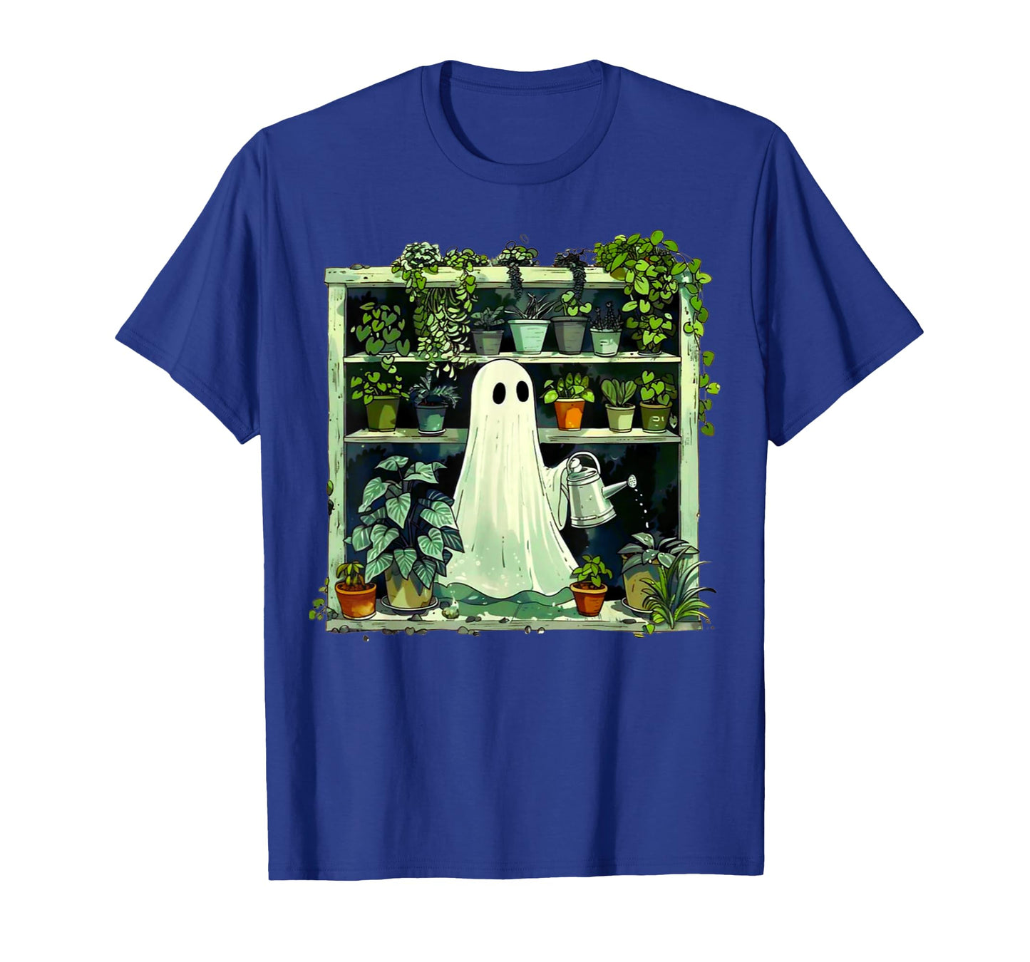 Spooky Ghost Watering Plants Funny Halloween Garden Lover T-Shirt