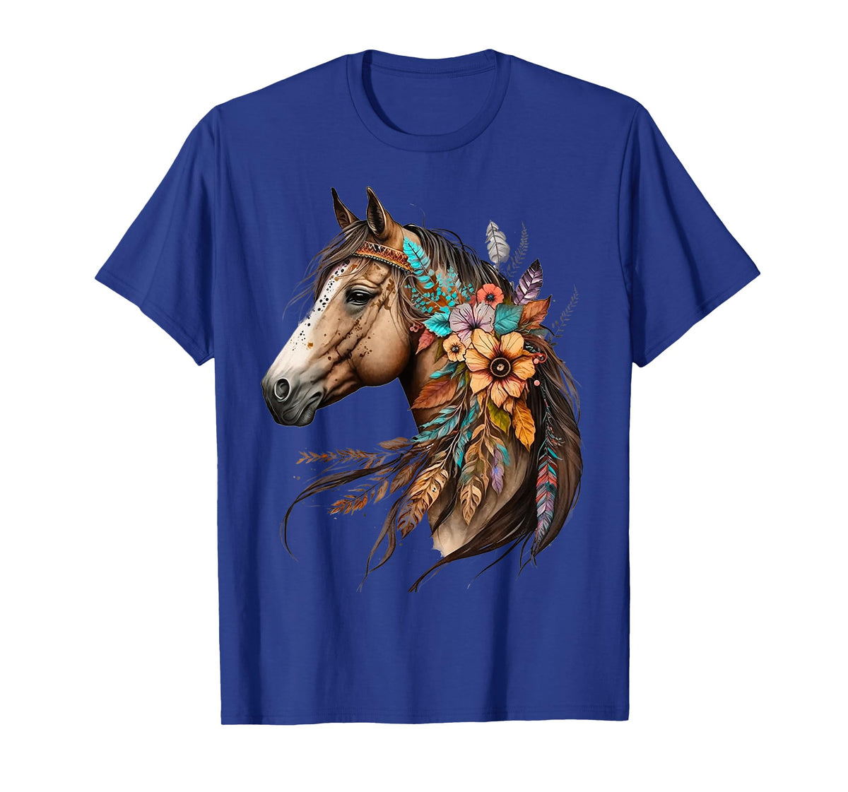 Floral Wild Horse Country Horse Riding T-Shirt