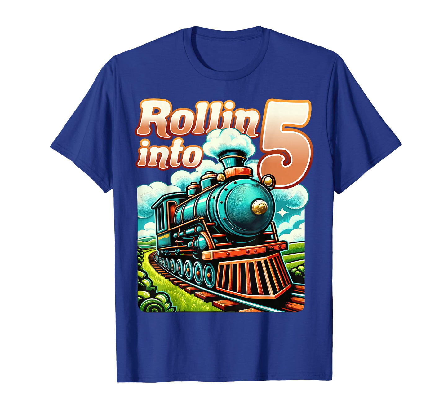 Rollin' into 5 Train 5th Birthday Party Supply Birthday Boy T-Shirt