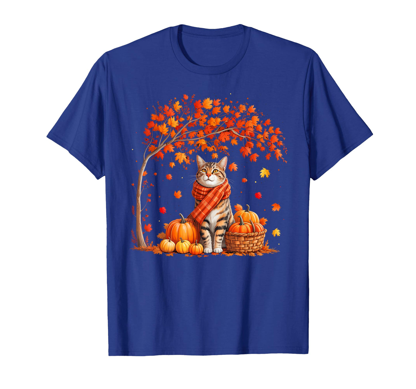 Hello Autumn Cat Fall Leaf Kitten Lover Thanksgiving Women T-Shirt