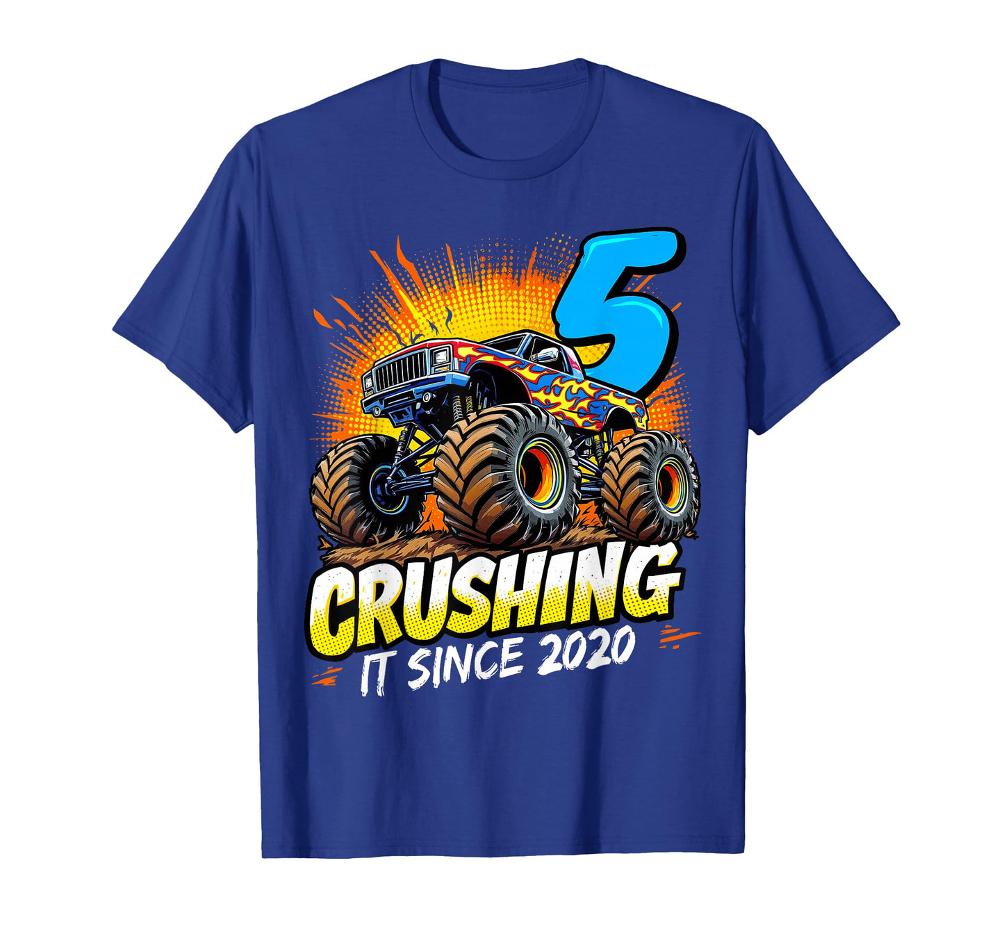 Birthday Monster Truck 5 year Old Boys 5th Party Born 2020 T-Shirt