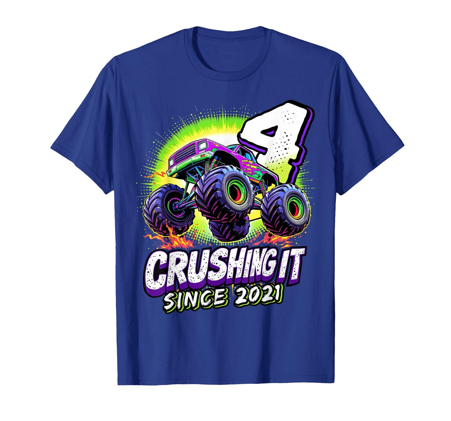 Birthday Monster Truck 4 year Old Boys 4th Party Born 2021 T-Shirt