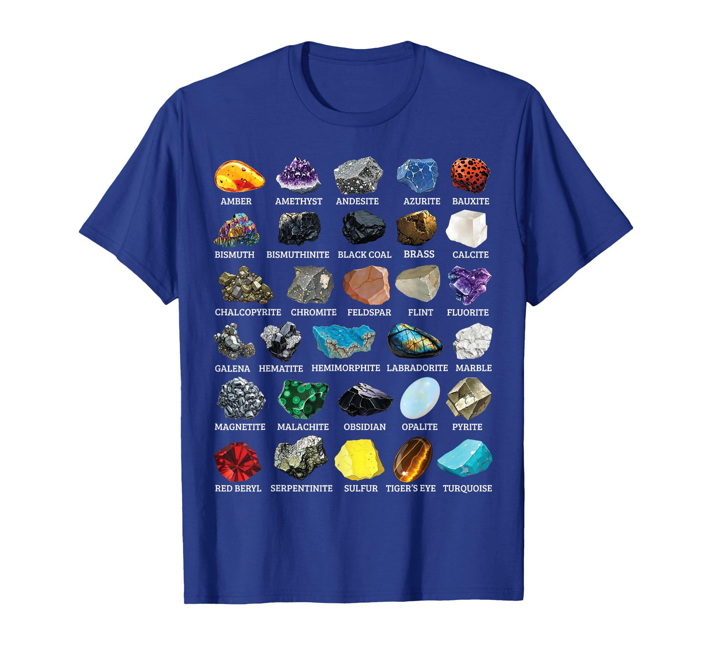 Types of Rocks & Minerals Gemology & Geology Educational T-Shirt
