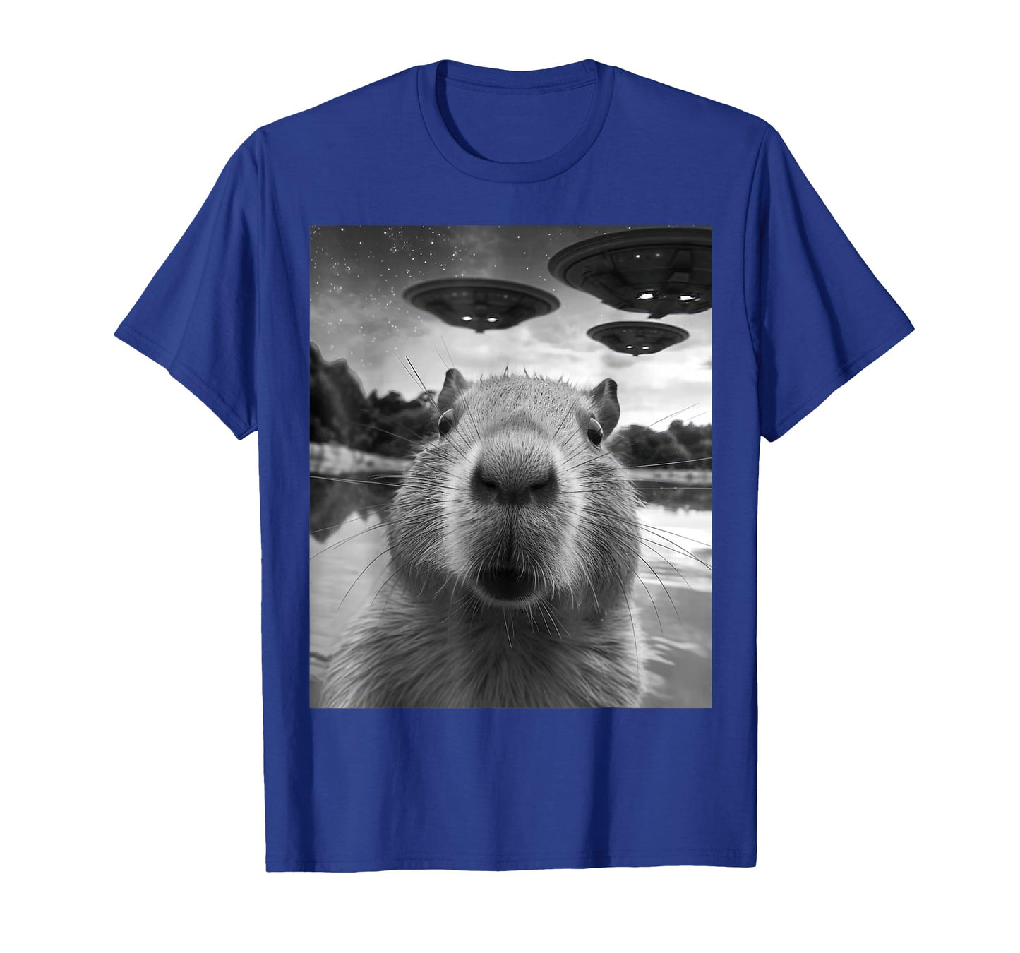 Capybara Selfie with UFOs Weird T-Shirt
