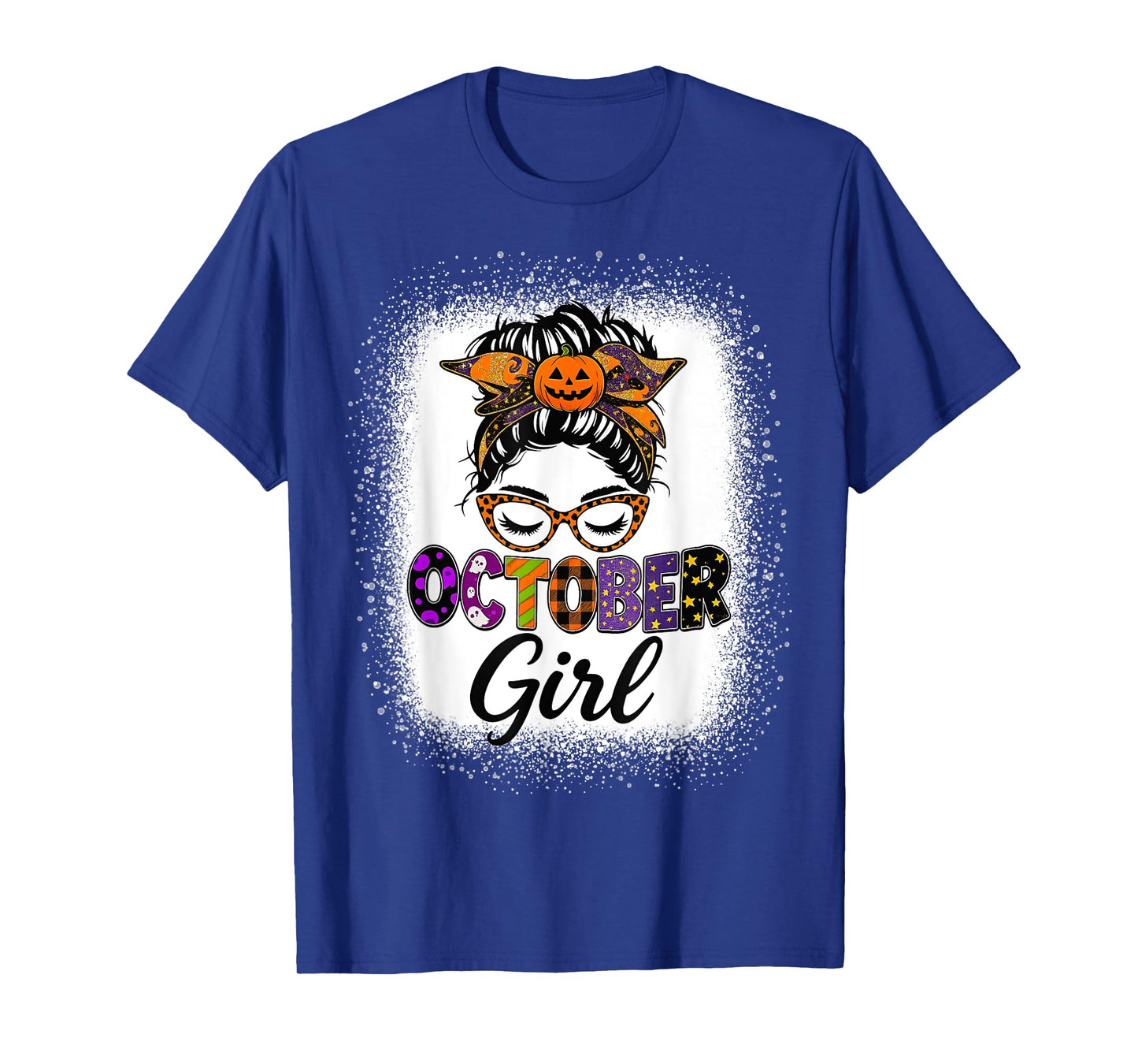 Vintage Women Messy Bun Halloween October Girl Birthday T-Shirt