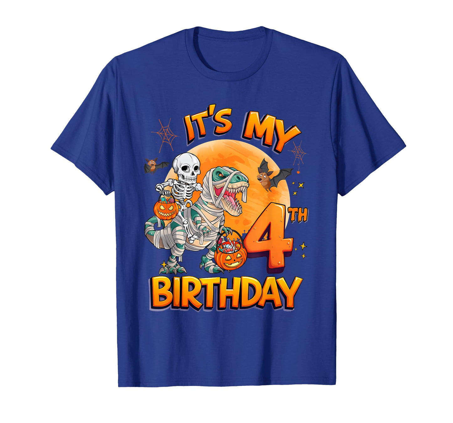 Its My 4Th Birthday Dinosaur Skeleton Mummy Halloween T-Shirt