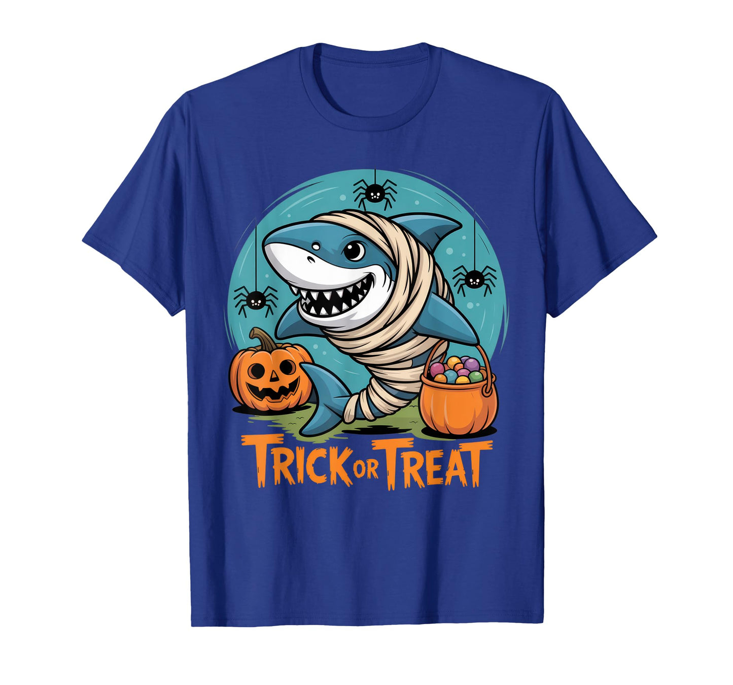 Trick or Treat Shark in Mummy Wrap Cute Halloween Look T-Shirt