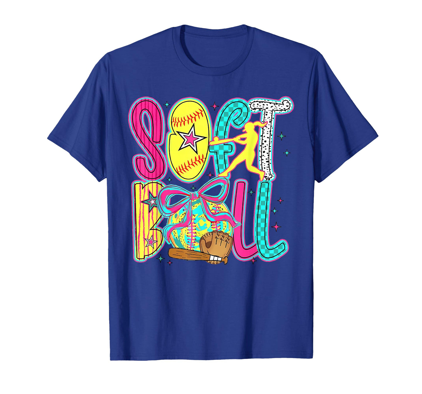 Softball Coquette Bow Game Day Softball Vibes Women Girls T-Shirt