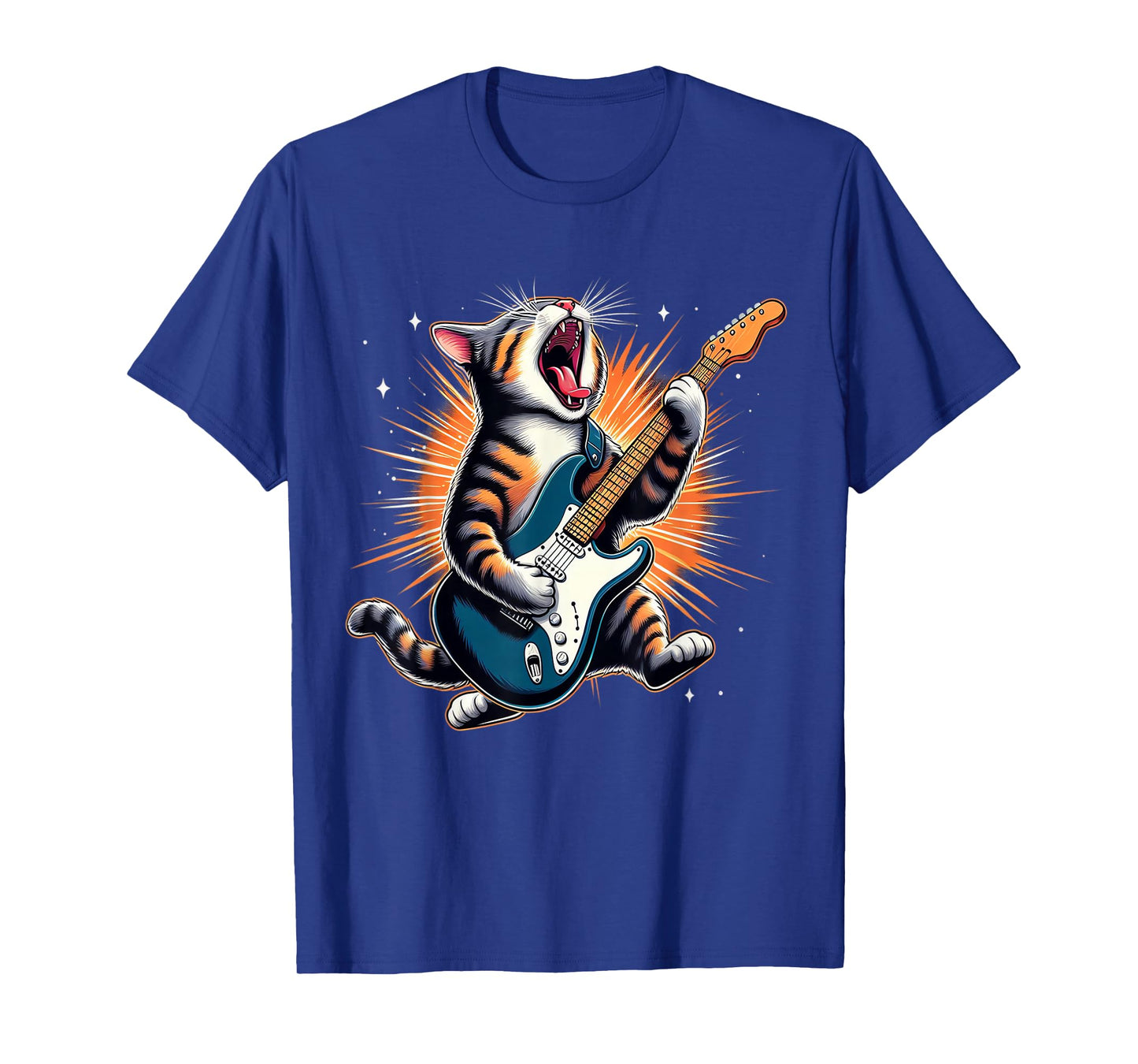 Cat Playing Guitar Rock Star Rock and Roll for Men Women Kid T-Shirt