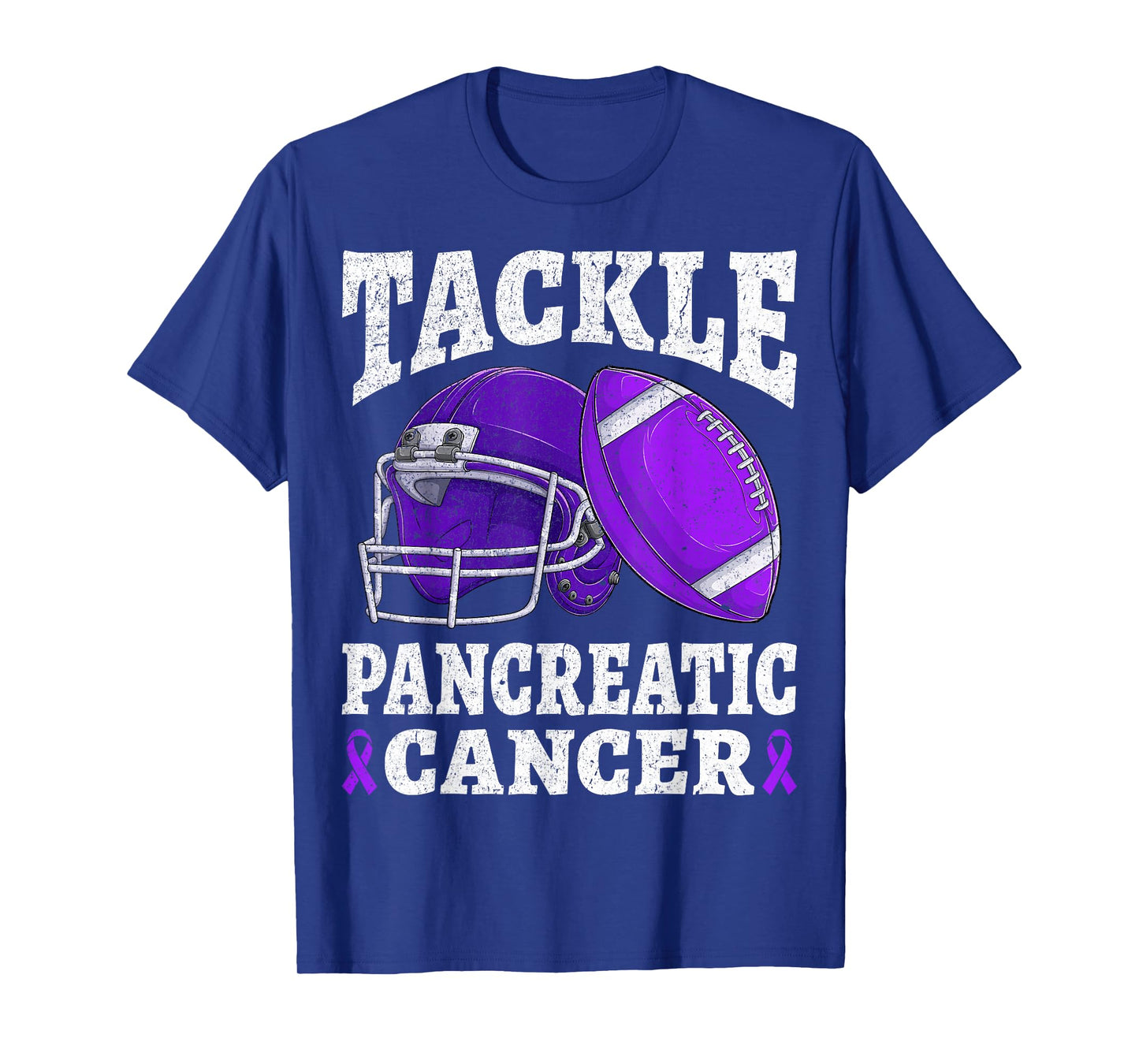 Tackle Pancreatic Cancer Football Awareness Purple Ribbon T-Shirt