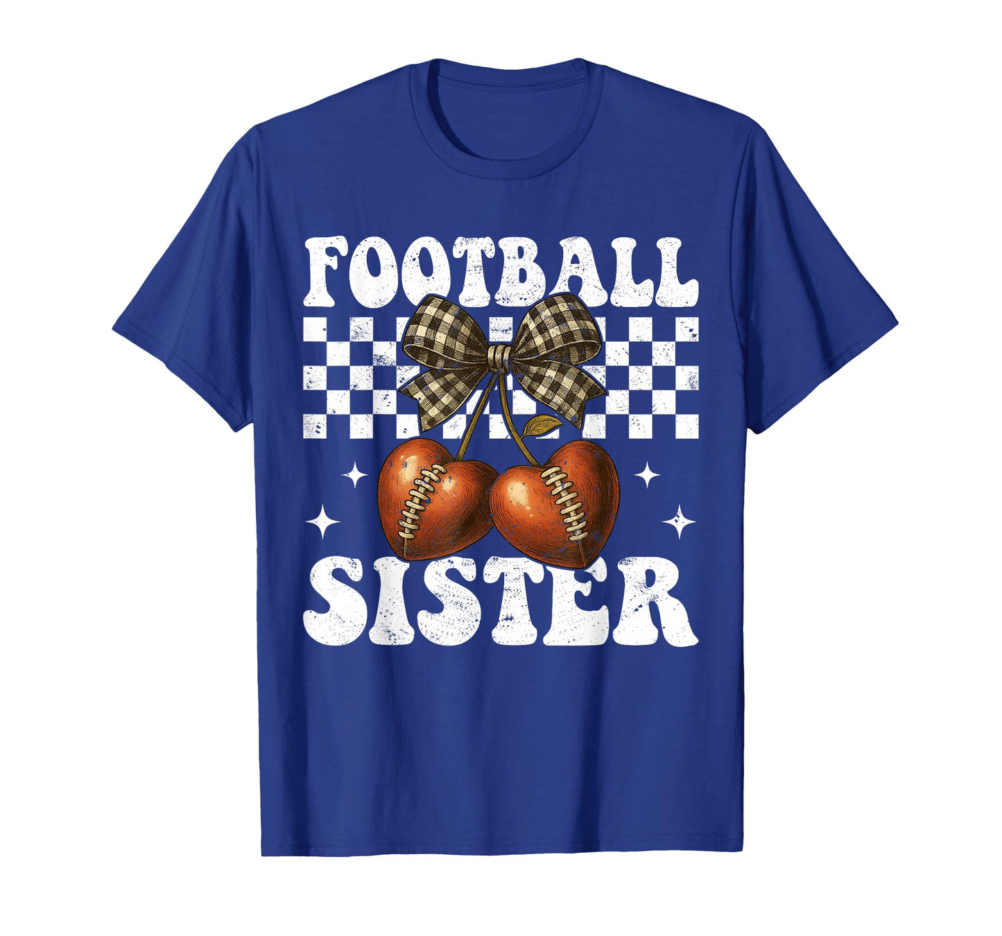 Football Sister Cherry Coquette Bow Game Day Football Sis T-Shirt