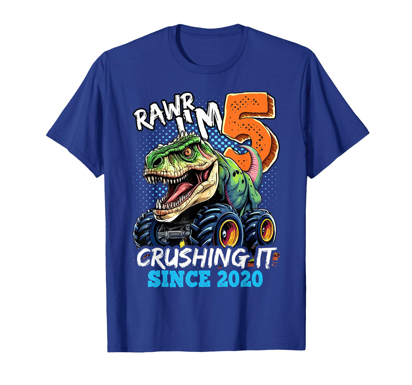 5th Birthday Monster Truck Dinosaur Party Boys Rawr I'm 5 T-Shirt