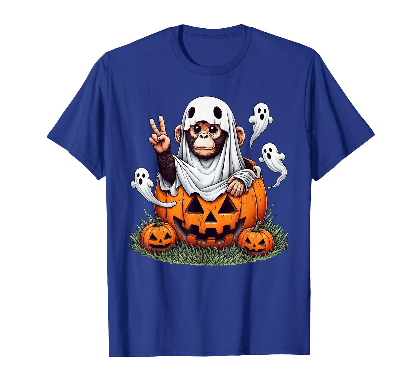 Funny Monkey Ghost Boo Halloween Monkey Womens Mens Kids T-Shirt
