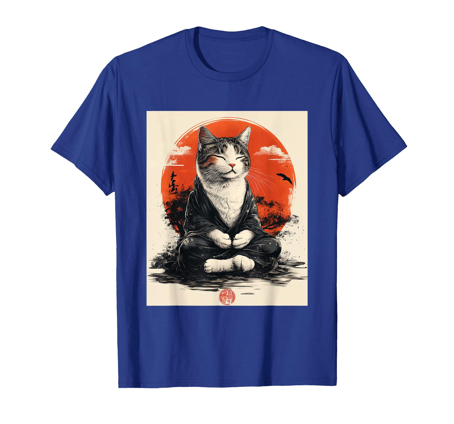 Zen Cat T-Shirt - Meditating Japanese Art Style Graphic Tee Men Women Kids T-Shirt