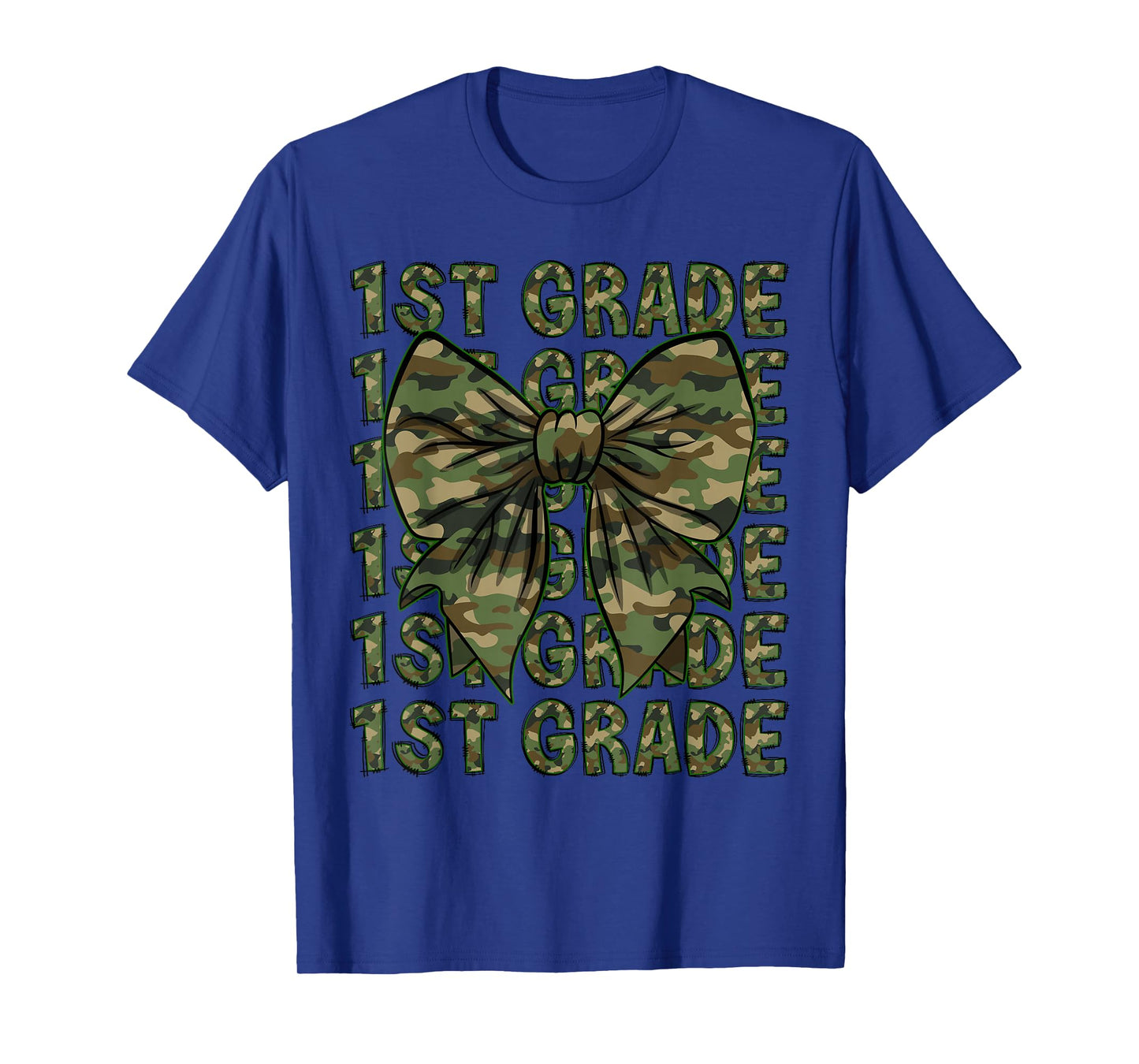 1st Grade Teacher Student Camo Bow Back to School T-Shirt