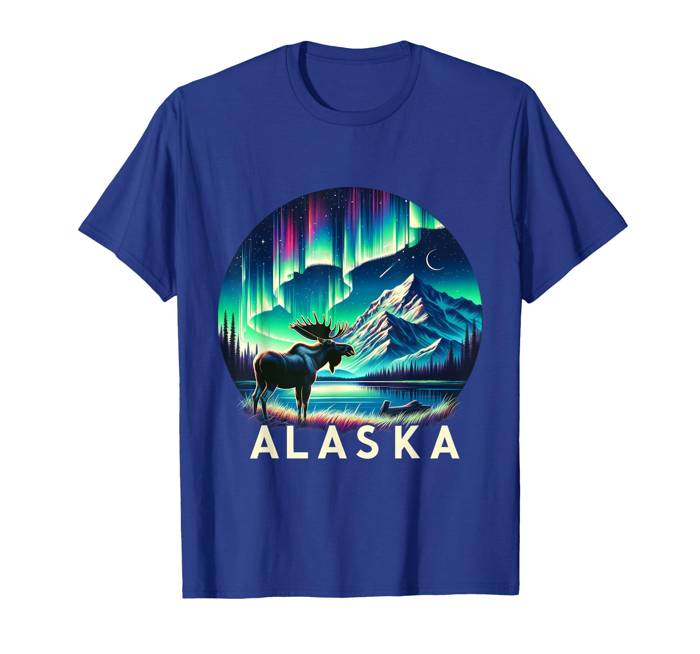 Alaska Northern Lights Aurora Viewing Moose Vacation Alaska T-Shirt
