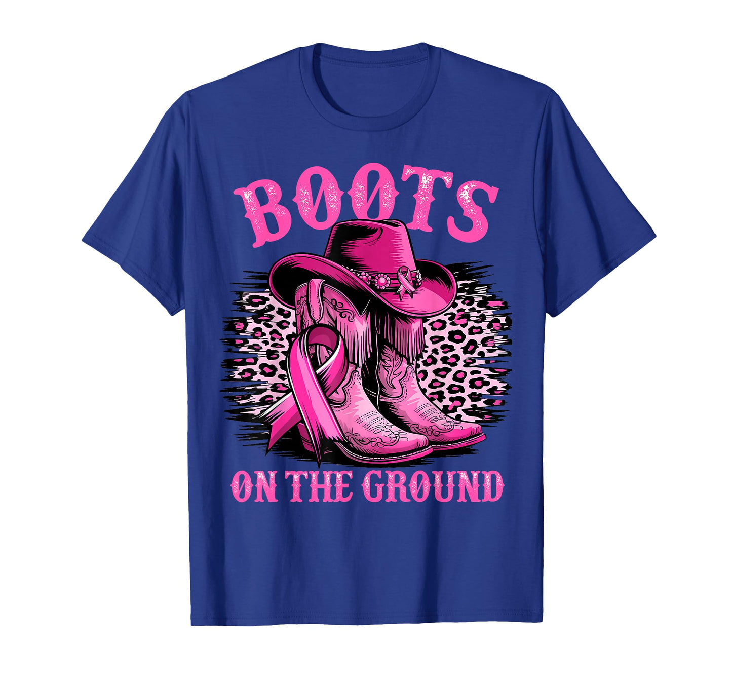 Boots On The Ground Cowgirl Western Breast Cancer Awareness T-Shirt