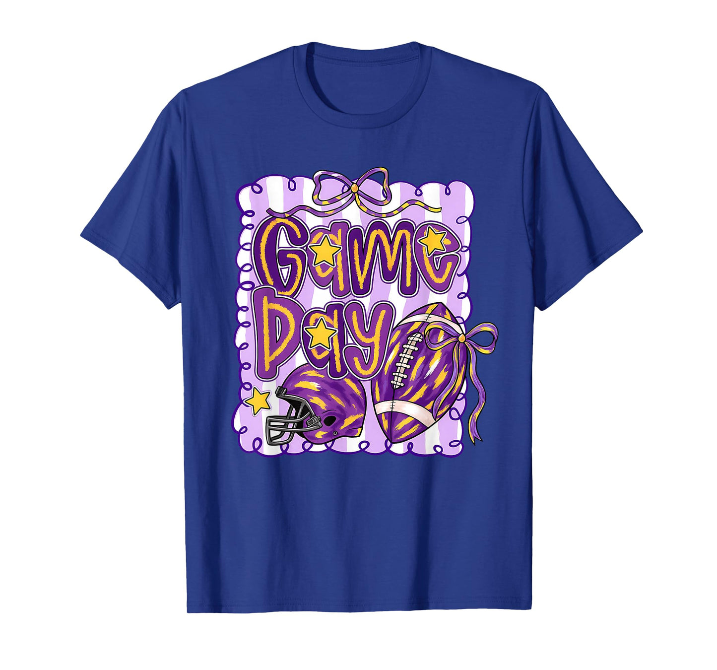 Purple Yellow Gold Football Game Day Touchdown Season T-Shirt