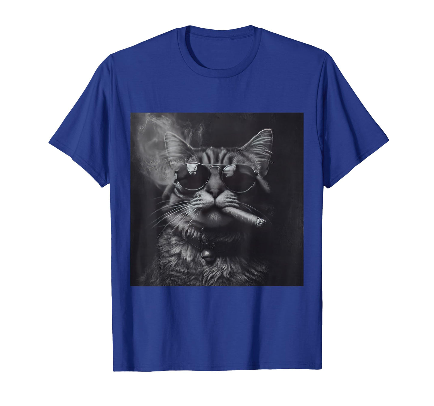 Smoking Cat Moody Noir Black And White Art Funny T-Shirt