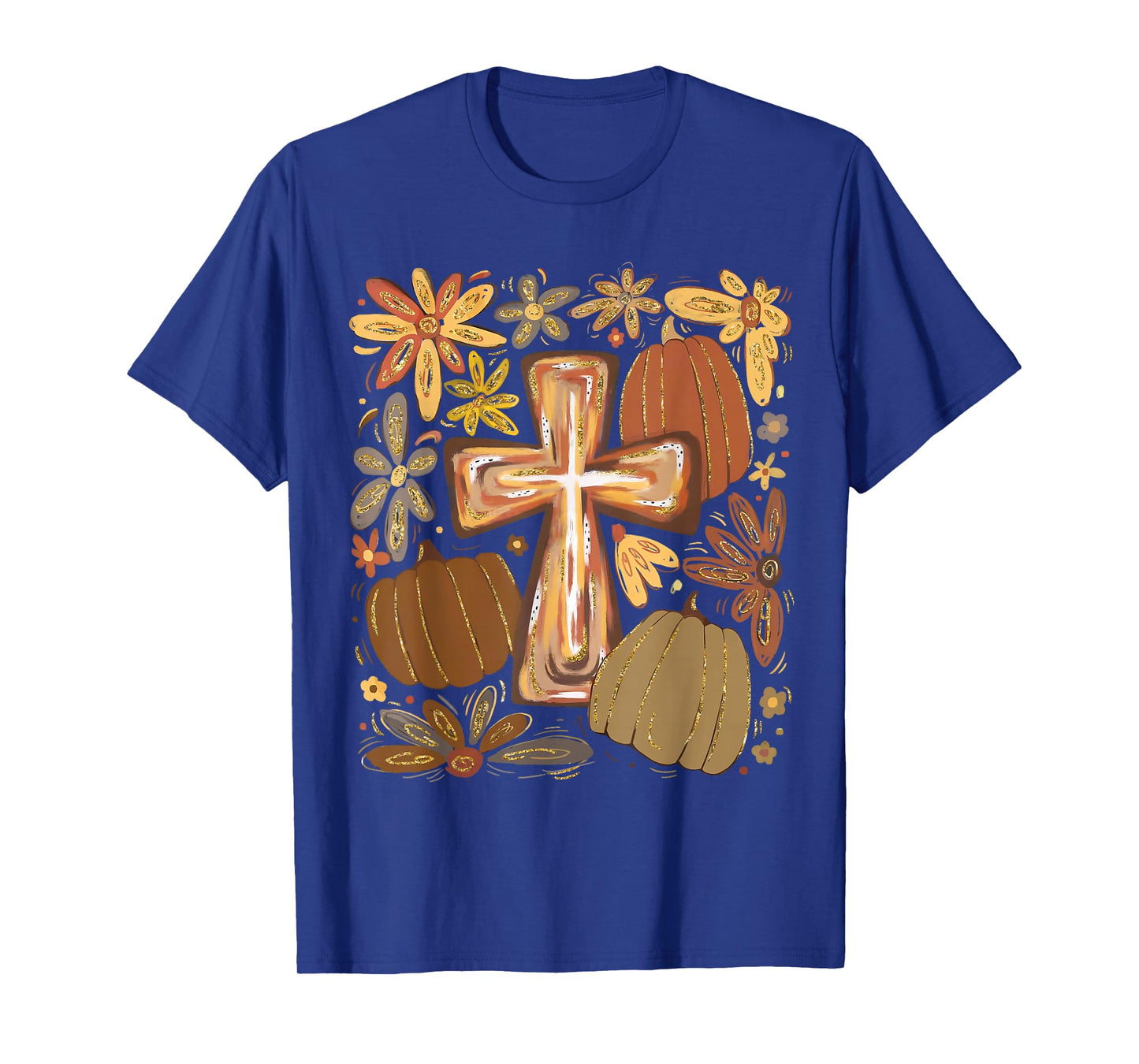 Christian Jesus Wildflower Pumpkin Season Autumn Fall Leaves T-Shirt