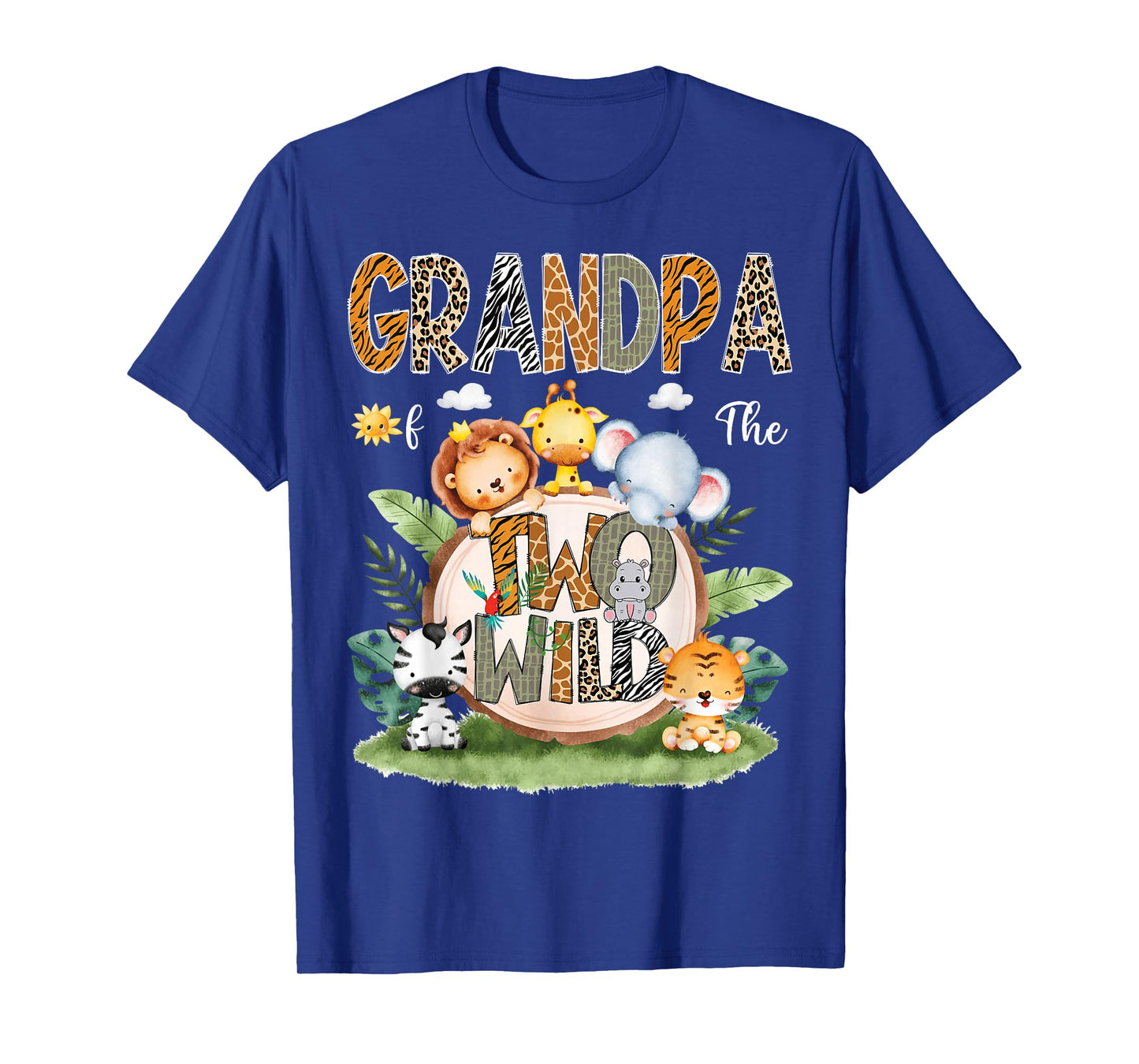 Grandpa Of The Two Wild 2Nd Birthday Safari Animal Lover T-Shirt