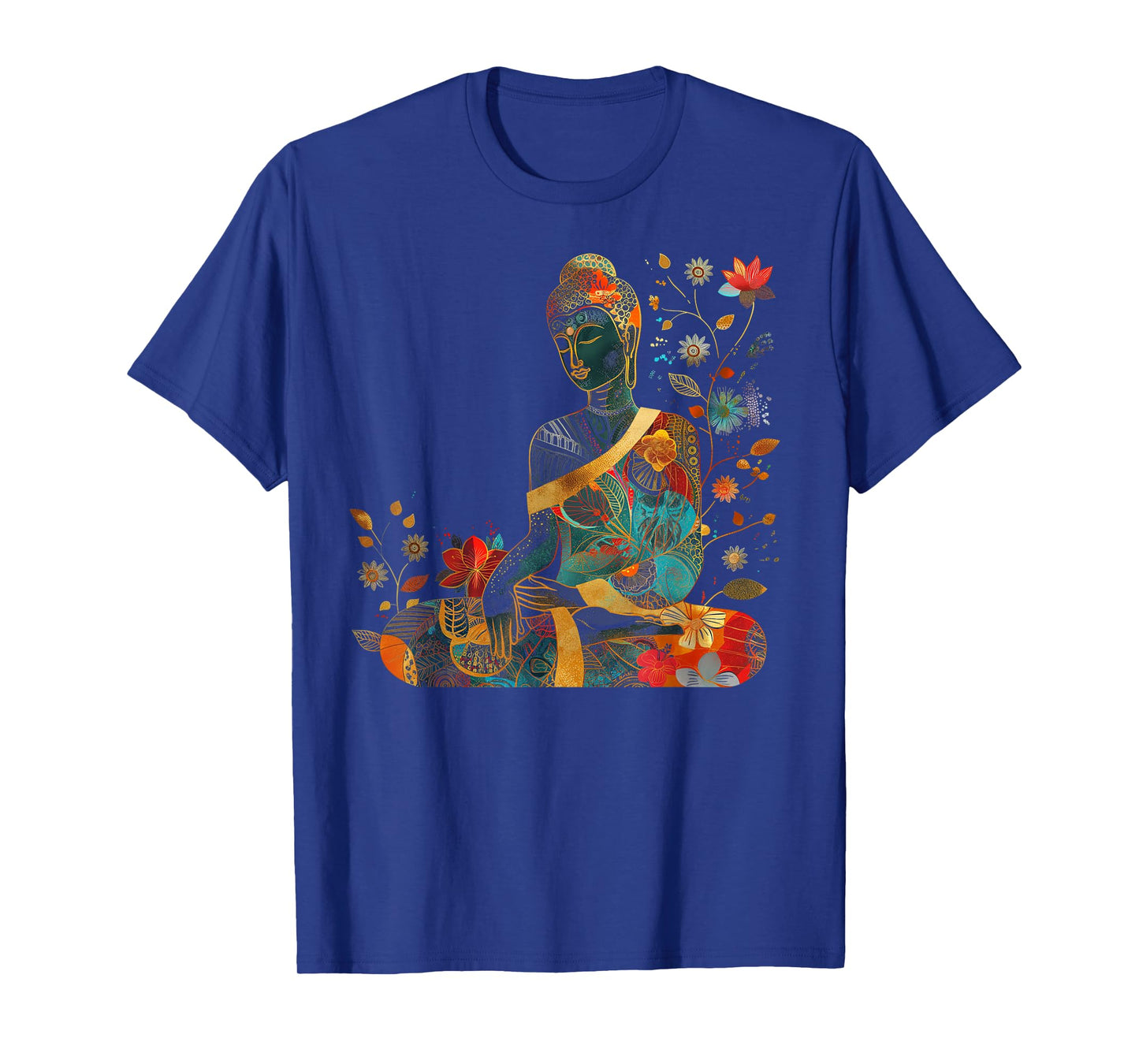 Buddha Colorful Flowers Floral Buddhist Zen Buddhism Art T-Shirt