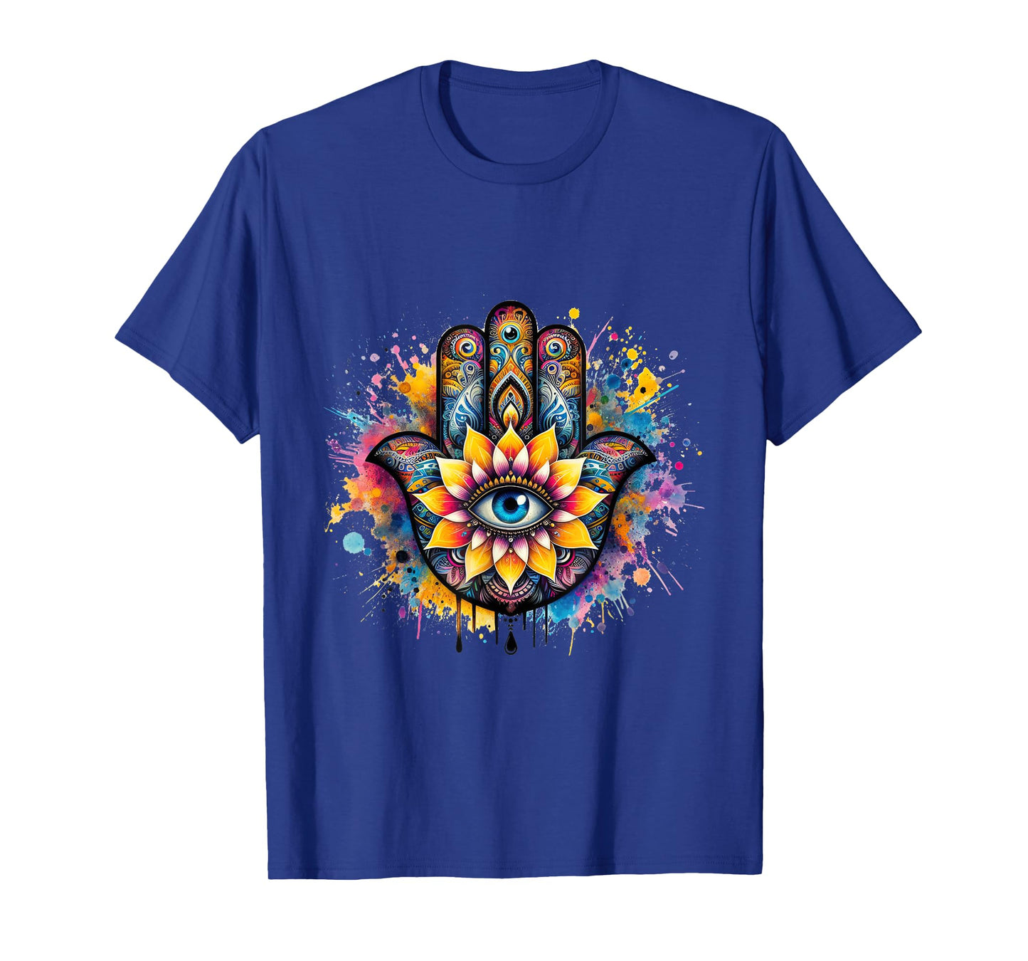 Beautiful Hamsa Hand Colorful with Fatima Eye and Lotus T-Shirt