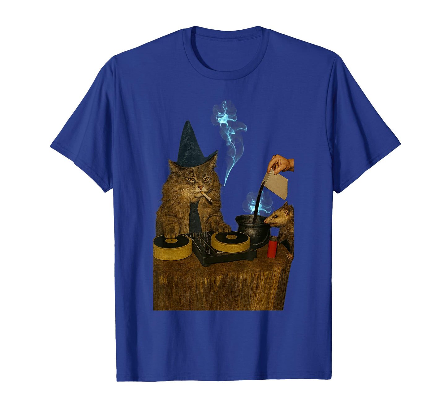 HUGvyn Halloween Funny DJ Cat Wizard Meme Spooky Cat Witch T-Shirt