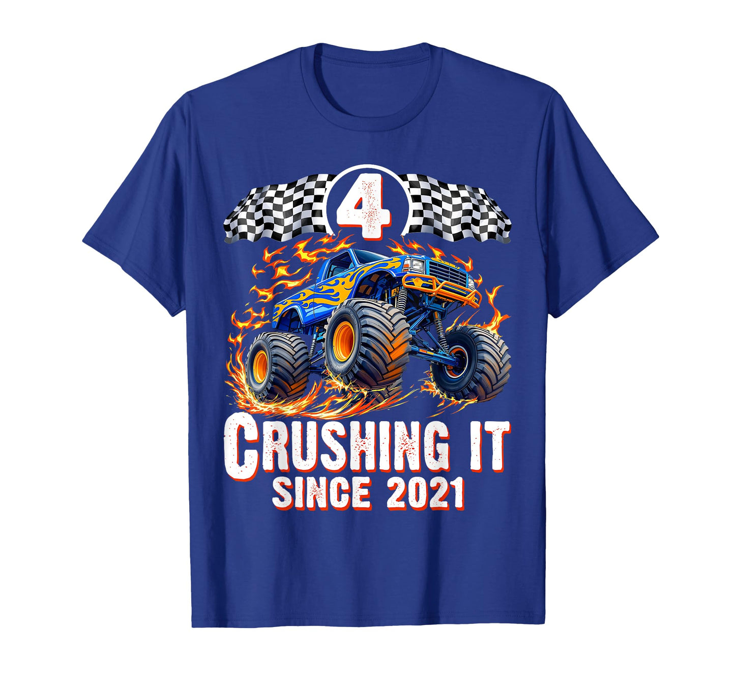 Birthday Monster Truck 4 years Old Boys 4th Party Born 2021 T-Shirt