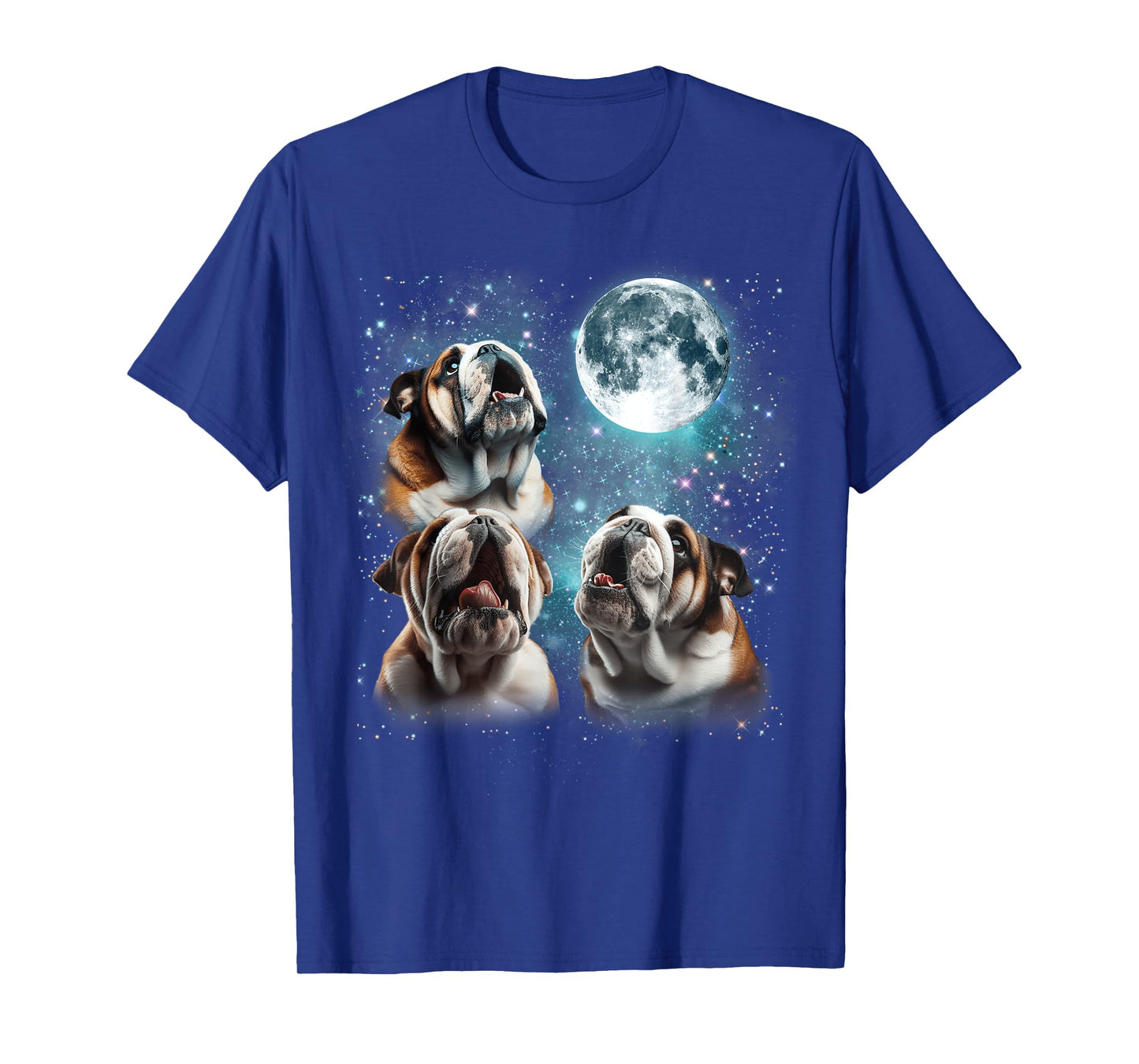 3 English Bulldog Moon Howling Funny Gifts For Men Women Kid T-Shirt