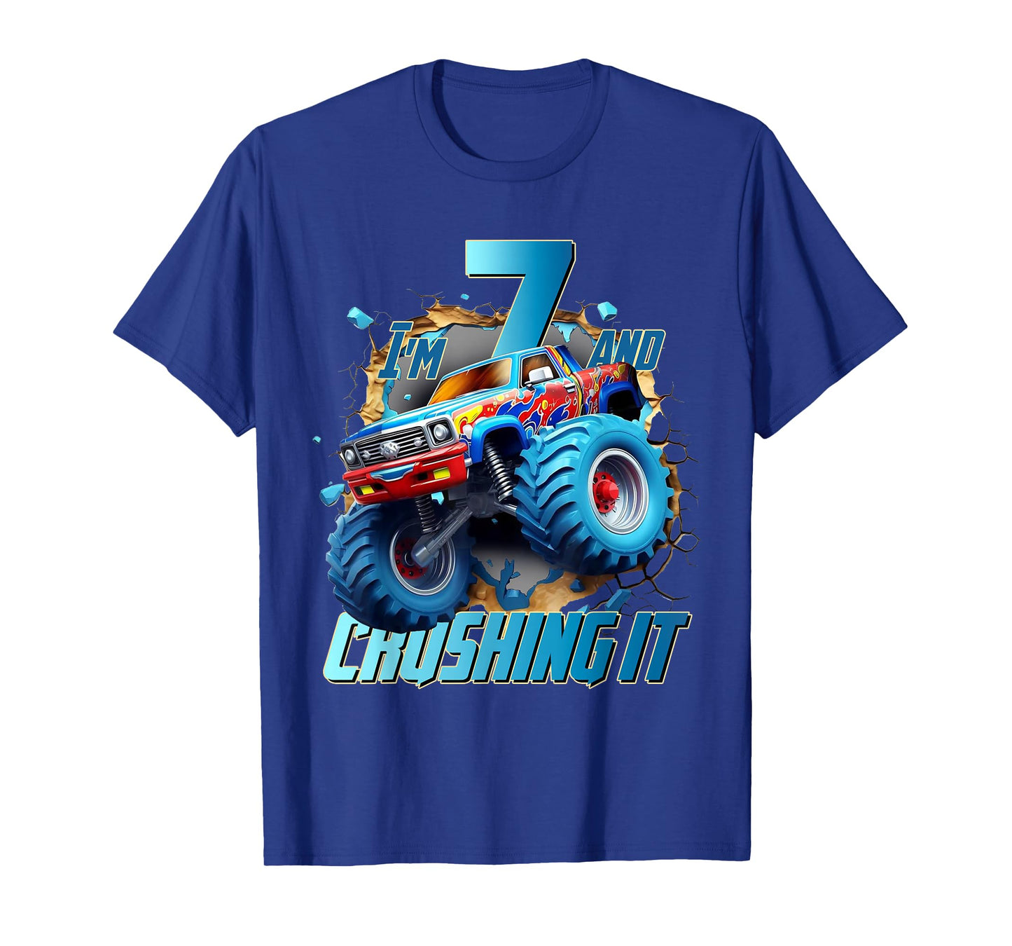 I'm Crushing it Monster Truck 7 Year Old Boys 7th Birthday T-Shirt