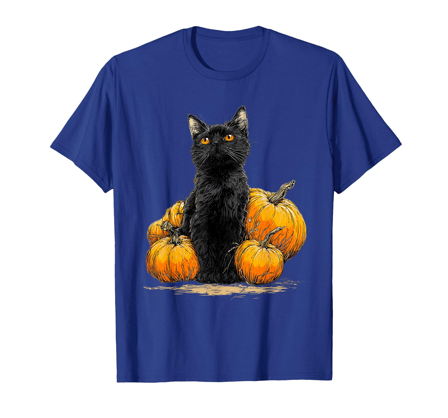 Black Cat Funny Halloween Pumpkin Cat Lover Cat Mom Dad T-Shirt
