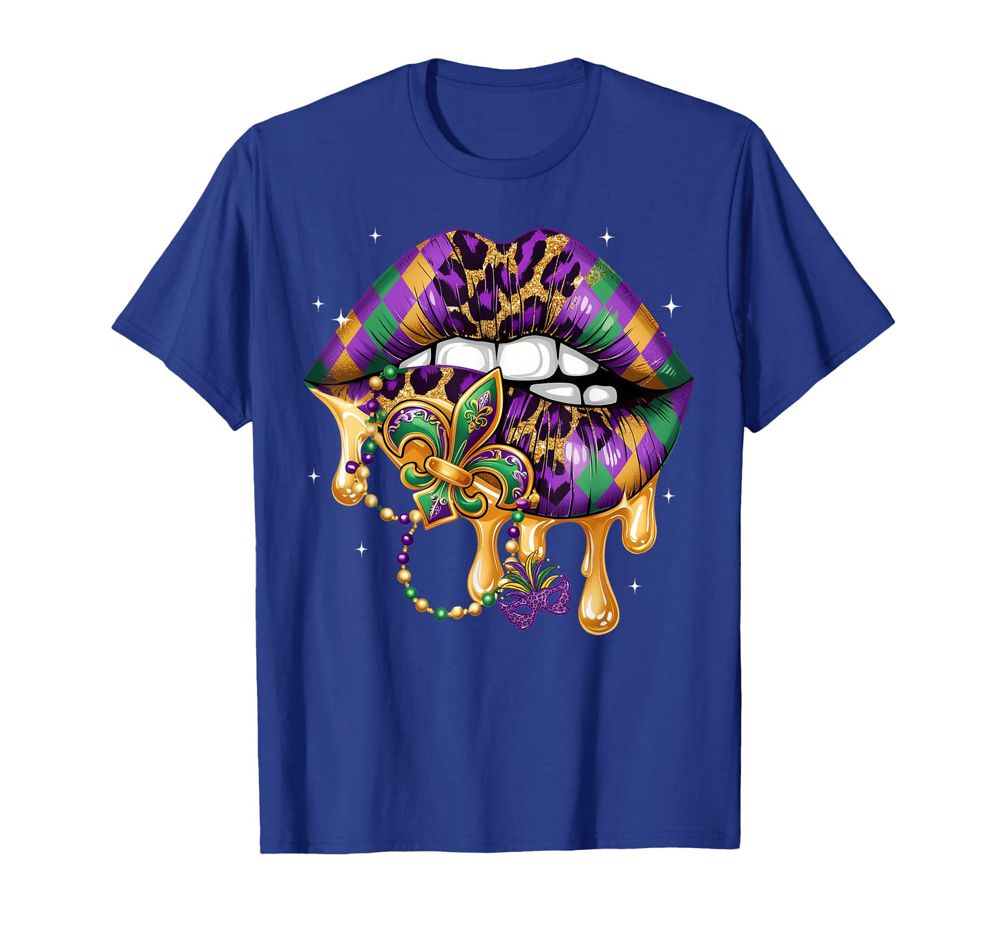Mardi Gras Lip Women Girl Fleur De Lis Costume Funny T-Shirt