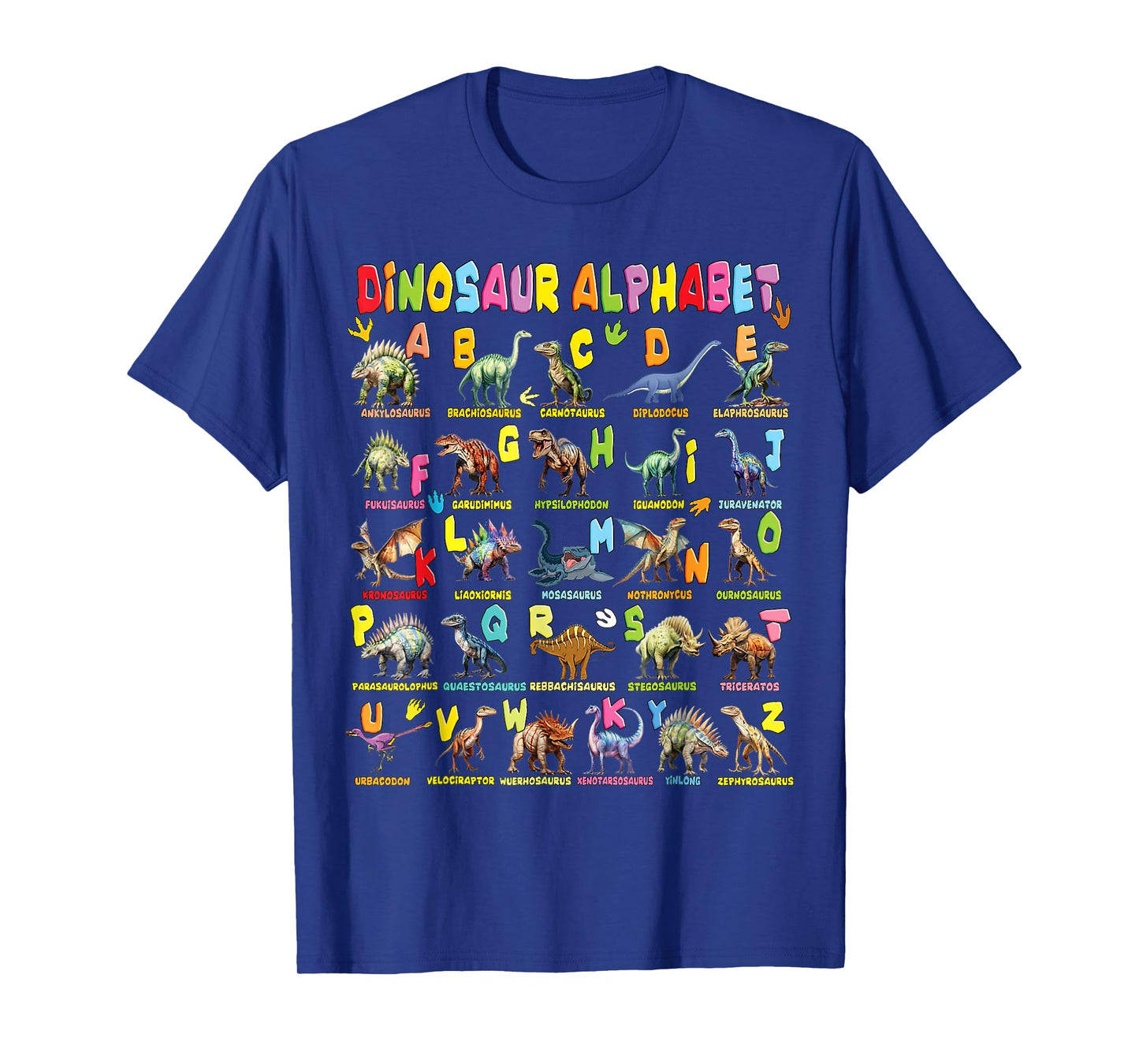 Types of Dinosaurs Alphabet A-Z ABC Dino Boys Kids Girls T-Shirt