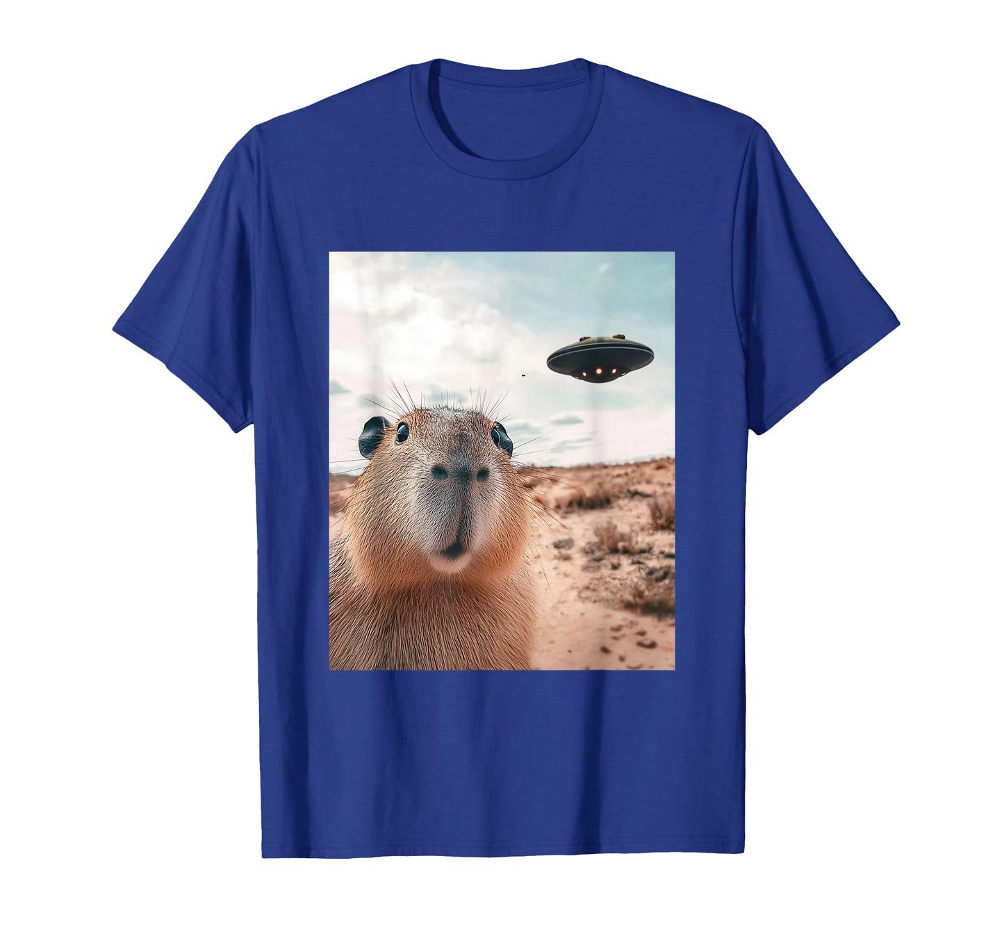 Capybara Selfie with UFOs Funny Graphic T-Shirt