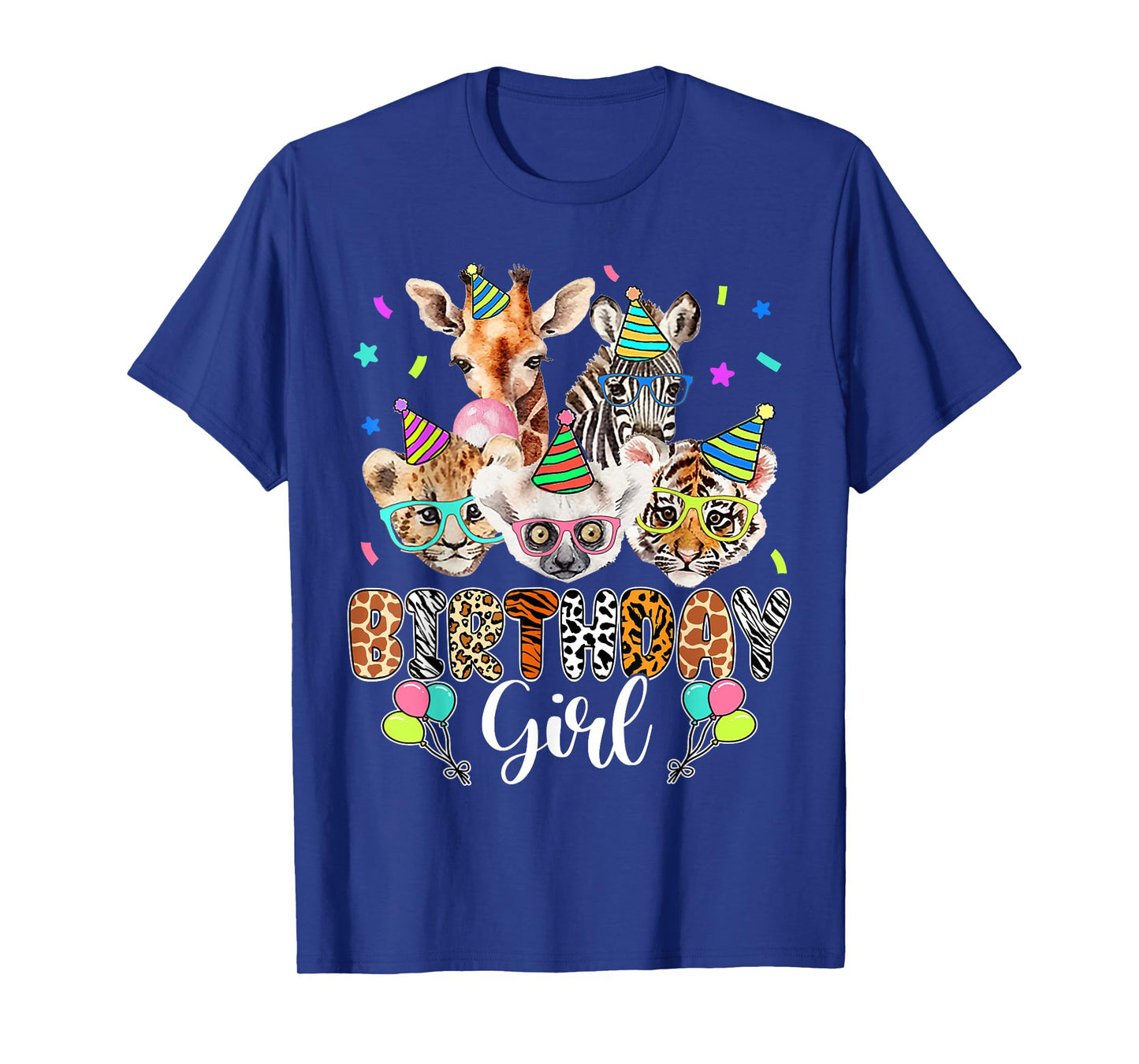 Happy Birthday Girl Zoo Animals Wildlife Girls Kids Cute T-Shirt