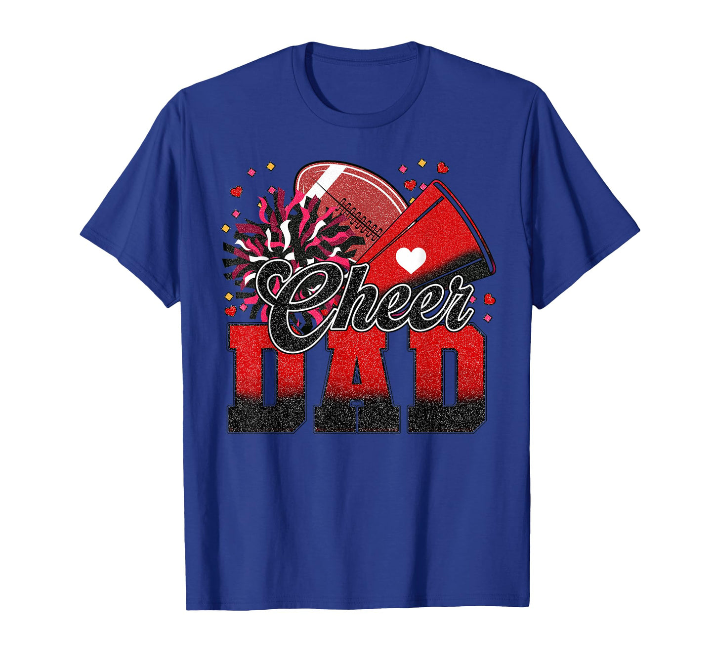 Red Black Football Cheer Dad Women Men Vintage Cheerleader T-Shirt