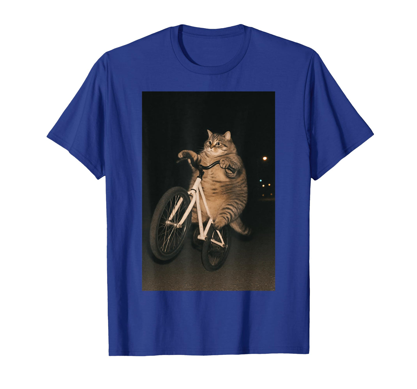 Cute Cat On Bike Animal Funny Meme Men Women Kids T-Shirt