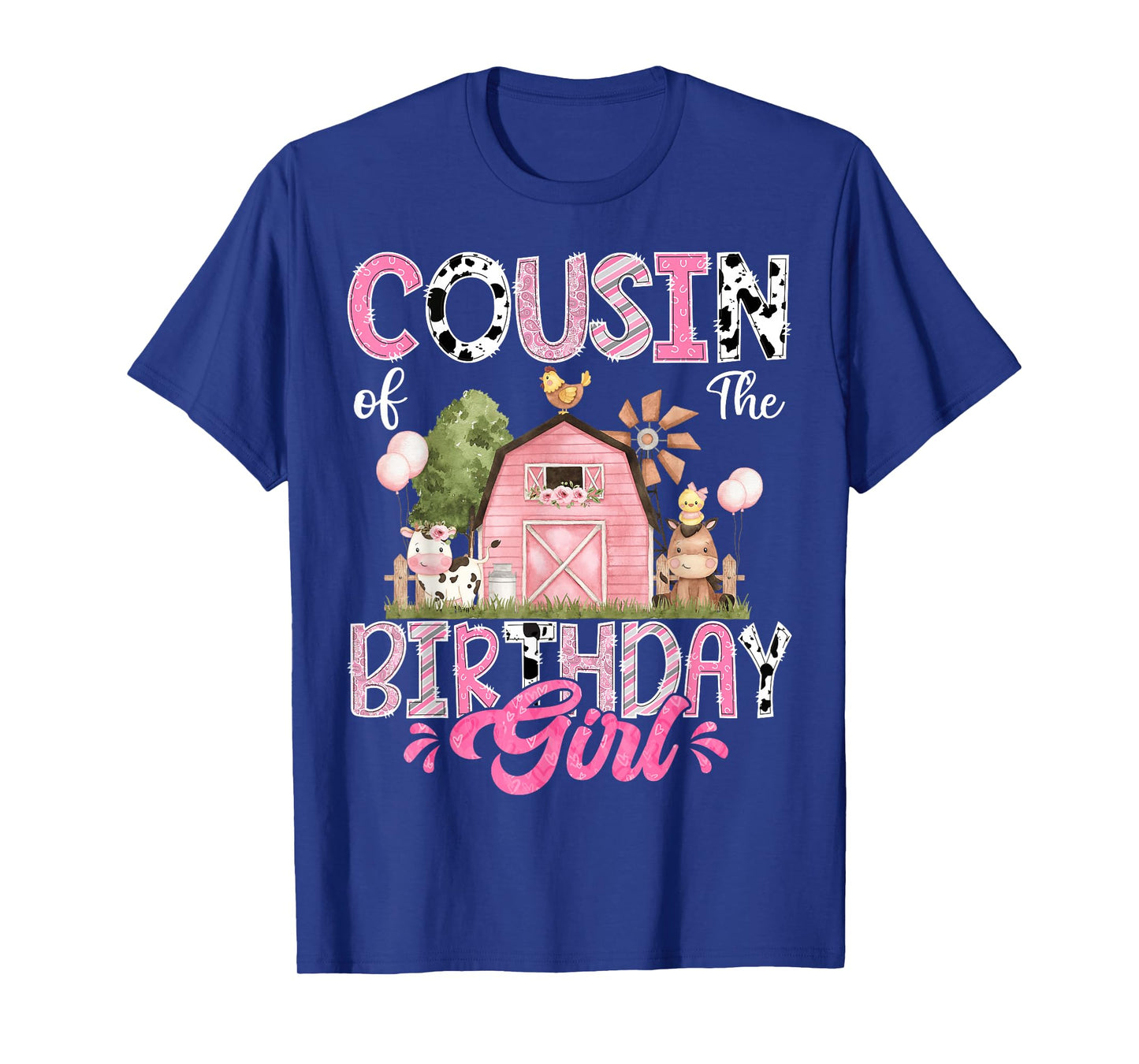 Cousin Of The Birthday Girl 1St Birthday Pink Cow Farm T-Shirt