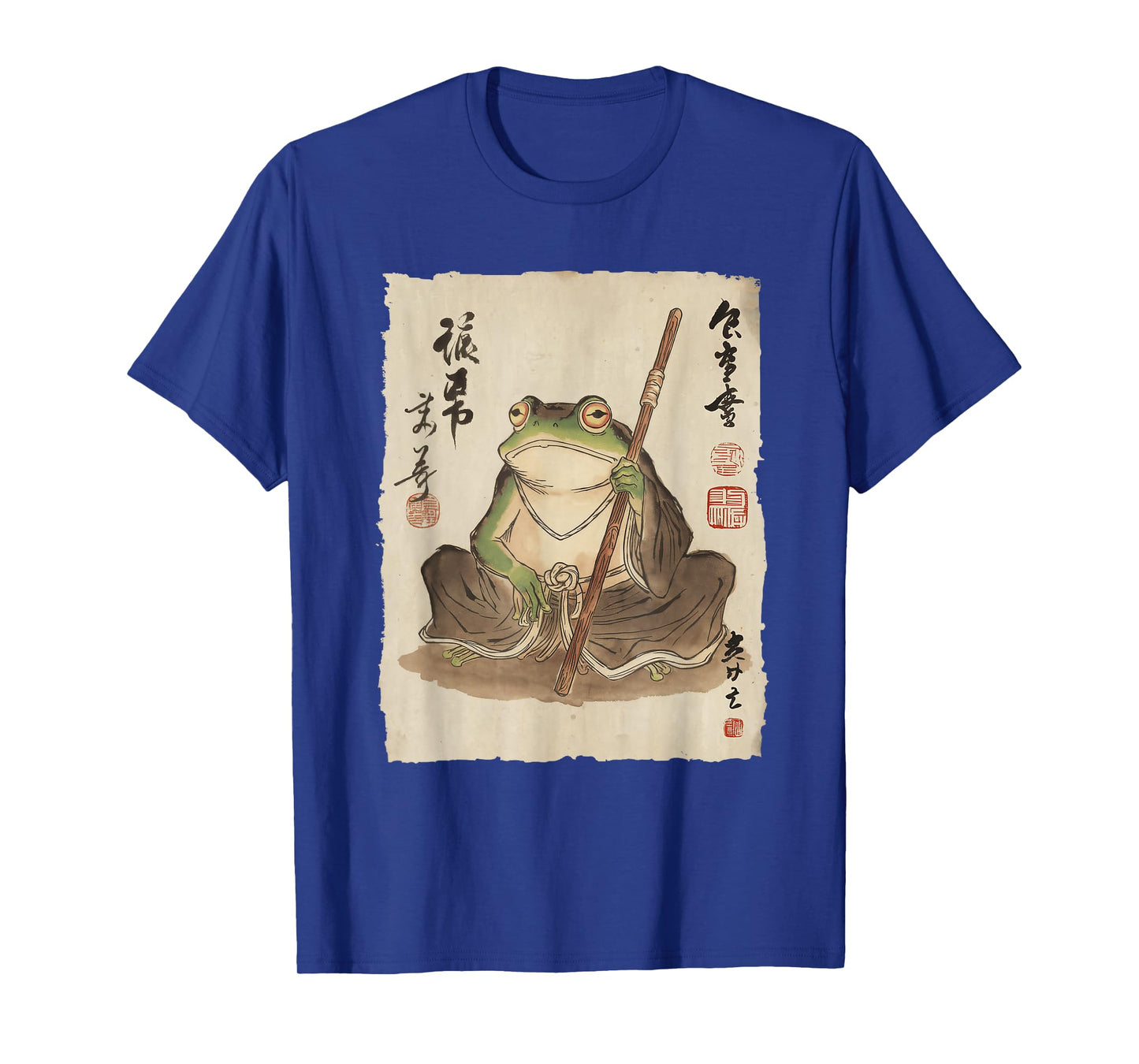 Frog Monk with Staff Japanese Ink Art for Men Women Kids T-Shirt