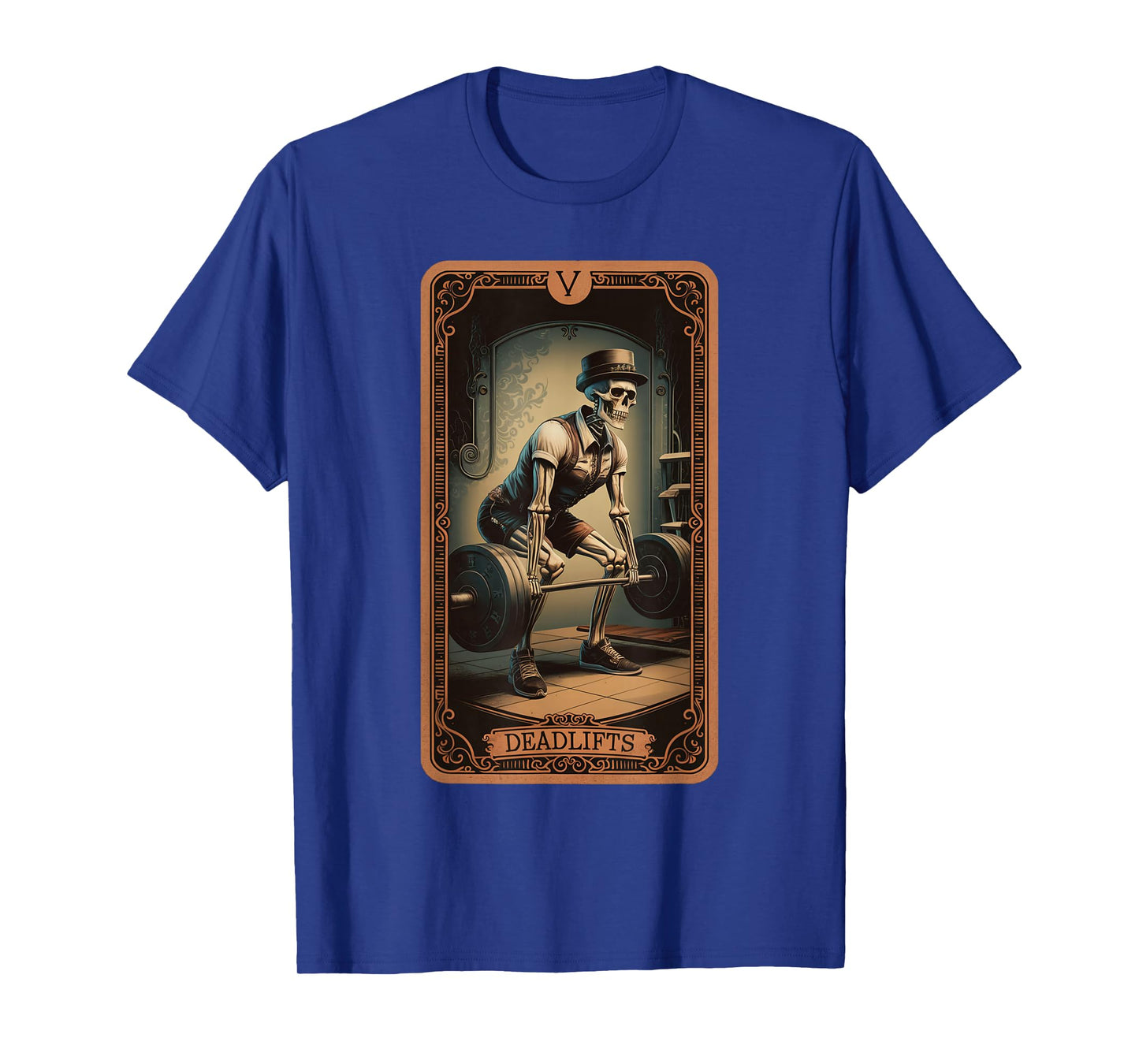 Tarot Card Skeleton Deadlifts Powerlifting Weightlifting Gym T-Shirt