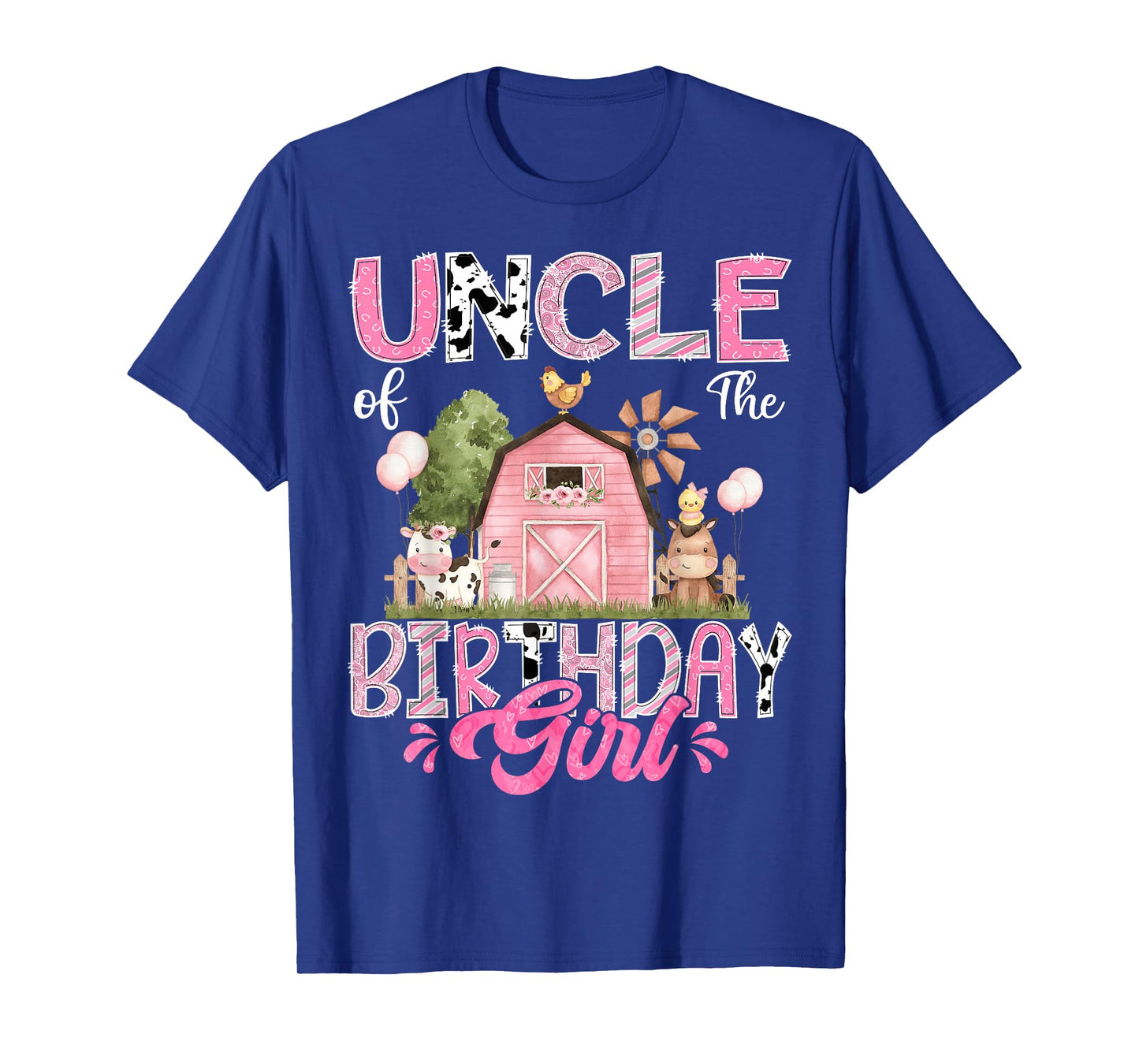 Uncle Of The Birthday Girl 1St Birthday Pink Cow Farm T-Shirt