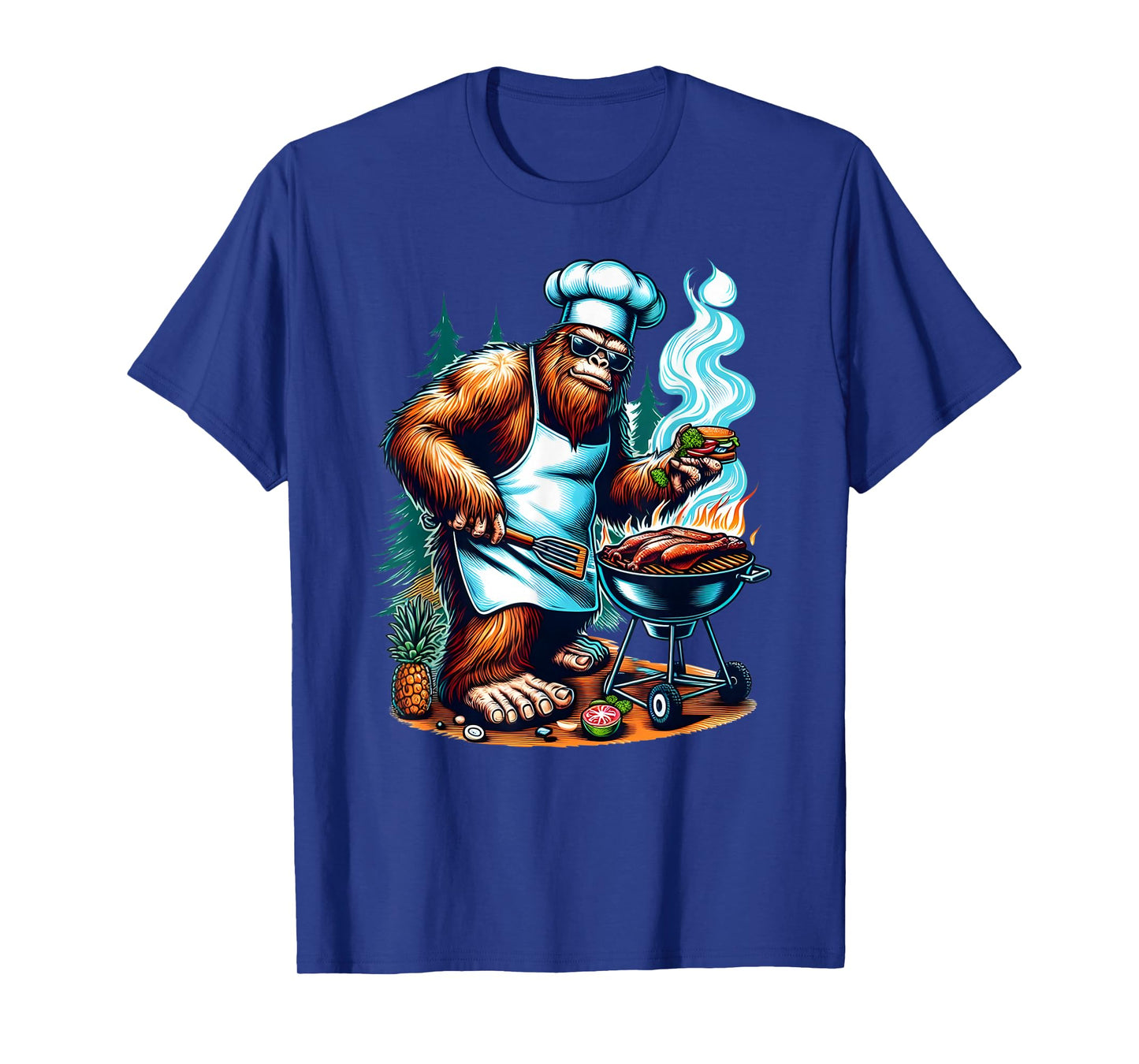 BBQ Master Bigfoot Chef Grill Cooking Barbecue Dad Funny T-Shirt